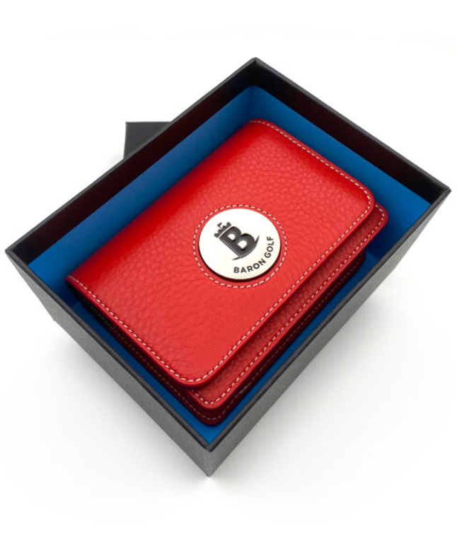 Baron Signature Scope Case in red, made from finest calf leather, showcasing its elegant design and protective features.