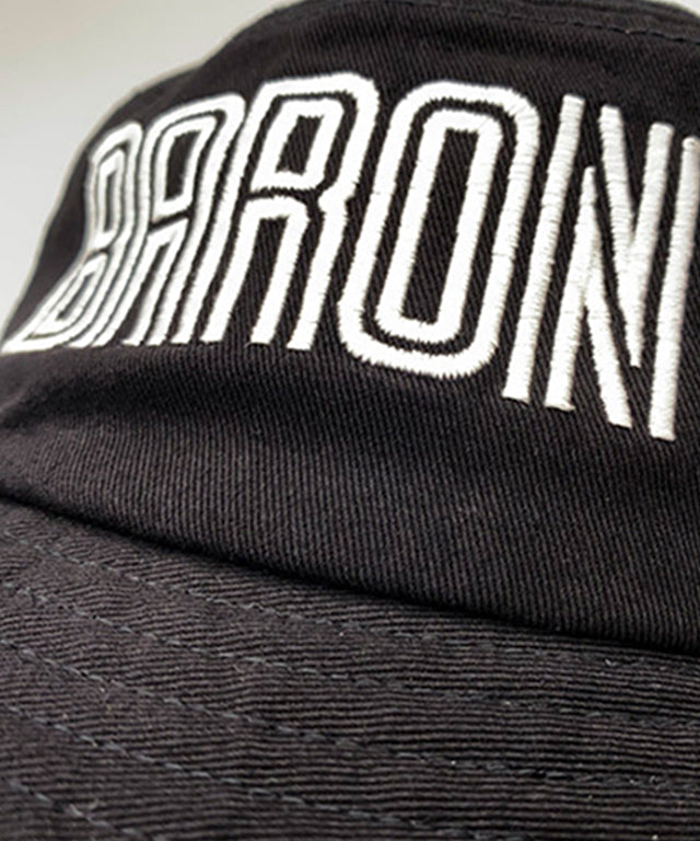 Baron X Steven Wilson Collaboration Bucket Hat featuring unique embroidery and typography on soft cotton fabric.