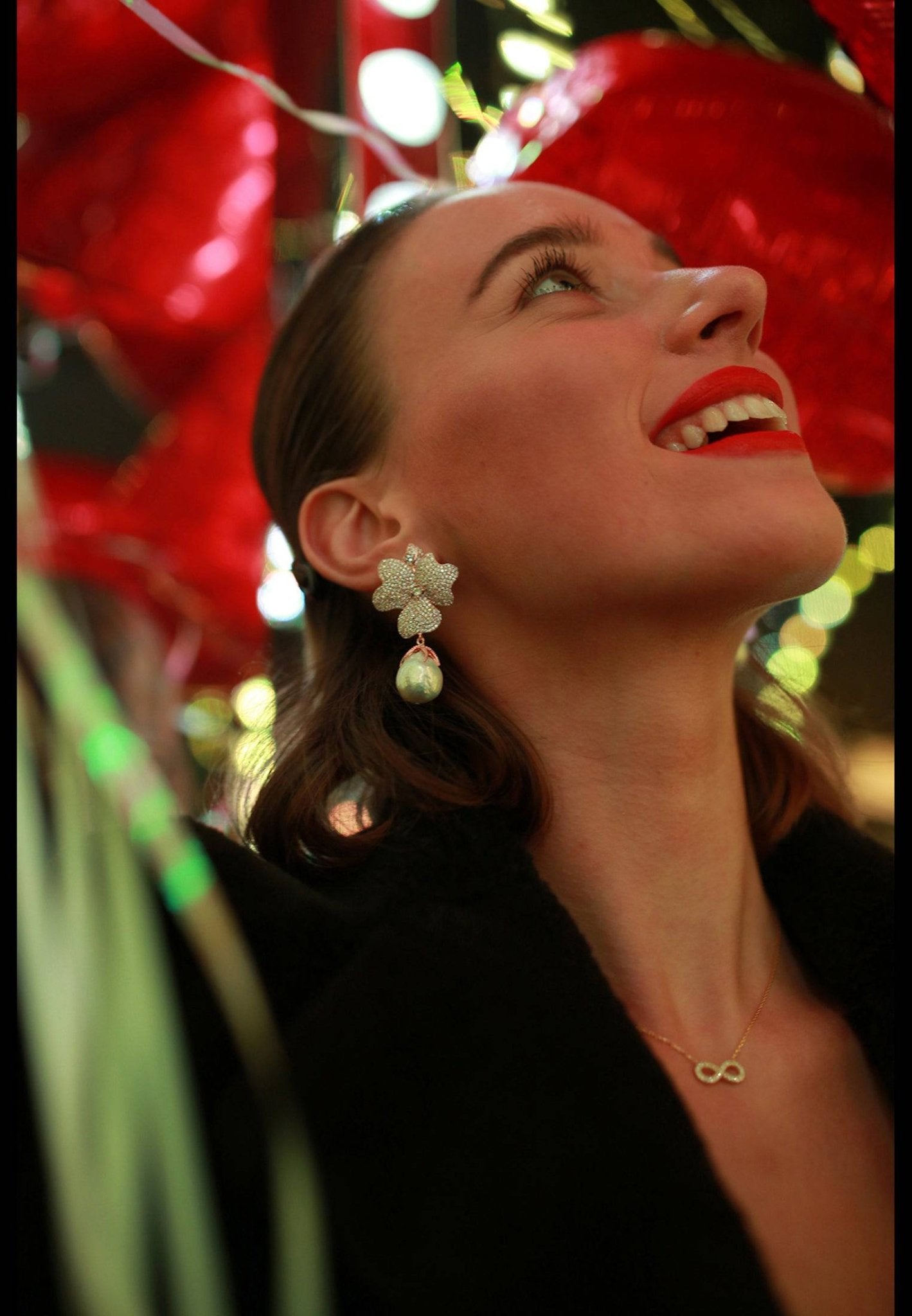 Baroque Pearl White Flower Drop Earrings in silver featuring floral tops and hanging baroque pearls.