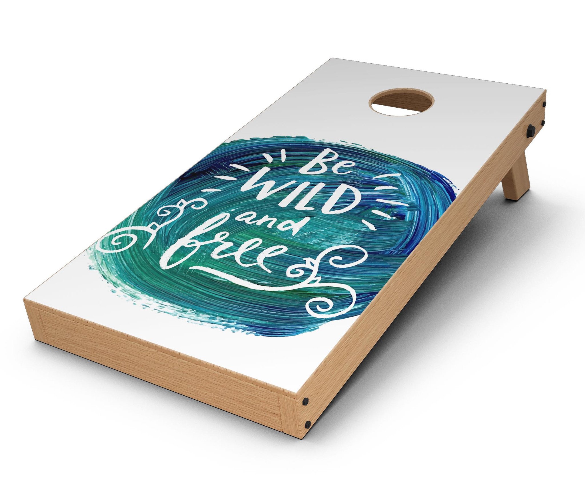 Be Wild and Free CornHole Board Skin Decal Kit featuring vibrant designs for personalized Cornhole boards.