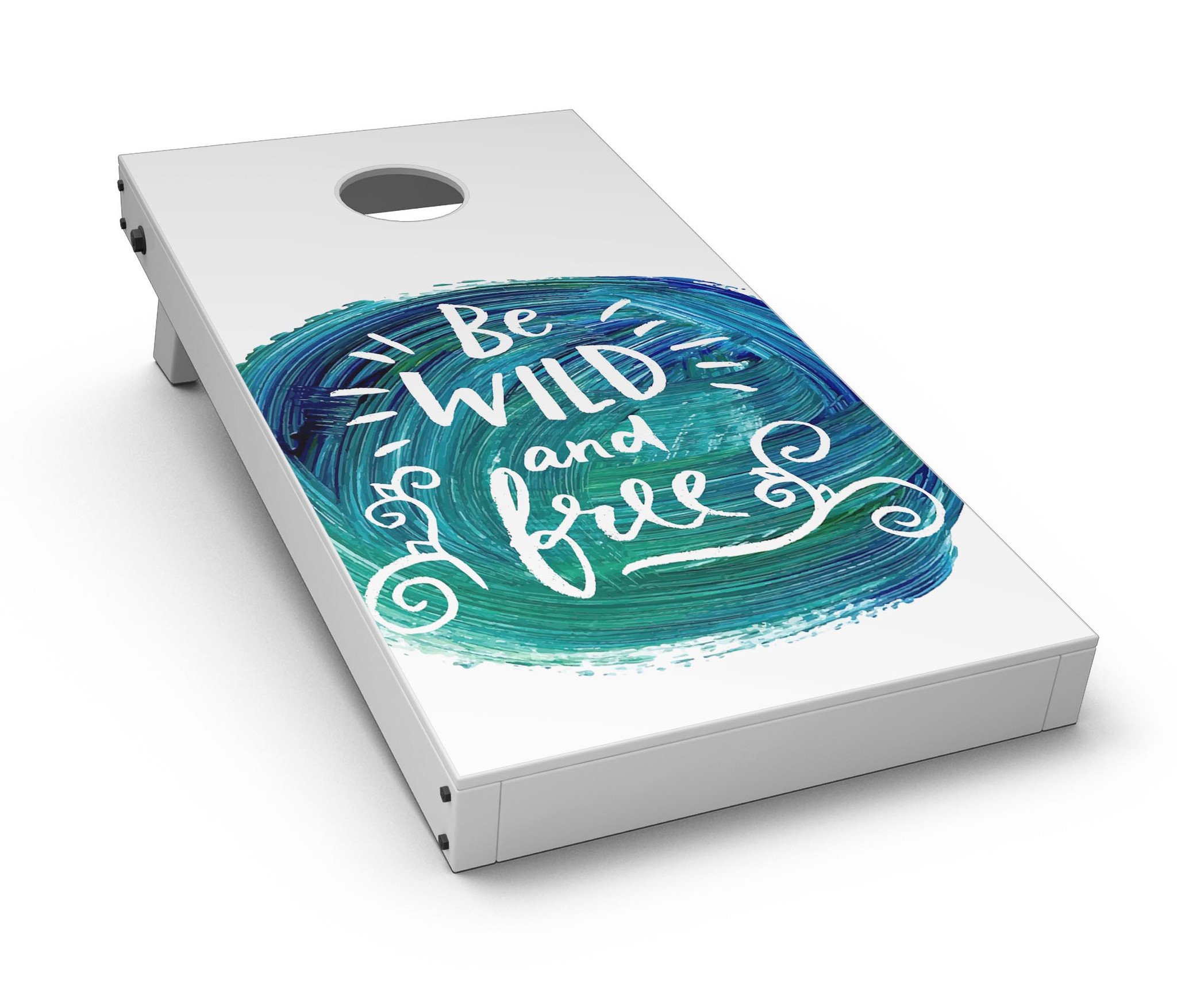 Be Wild and Free CornHole Board Skin Decal Kit featuring vibrant designs for personalized Cornhole boards.