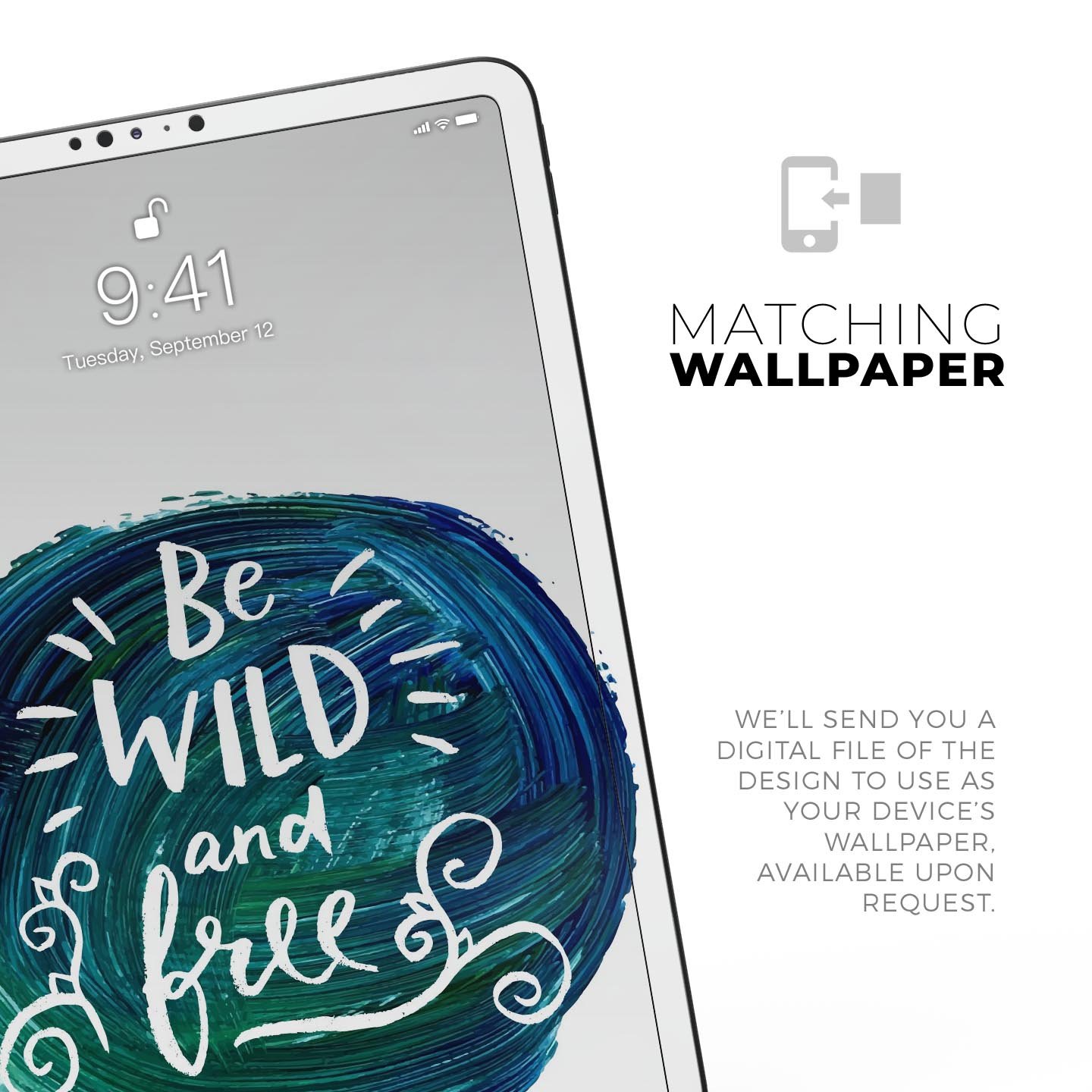 Be Wild and Free full body skin decal for Apple iPad Pro 12.9", showcasing vibrant design and premium quality materials.