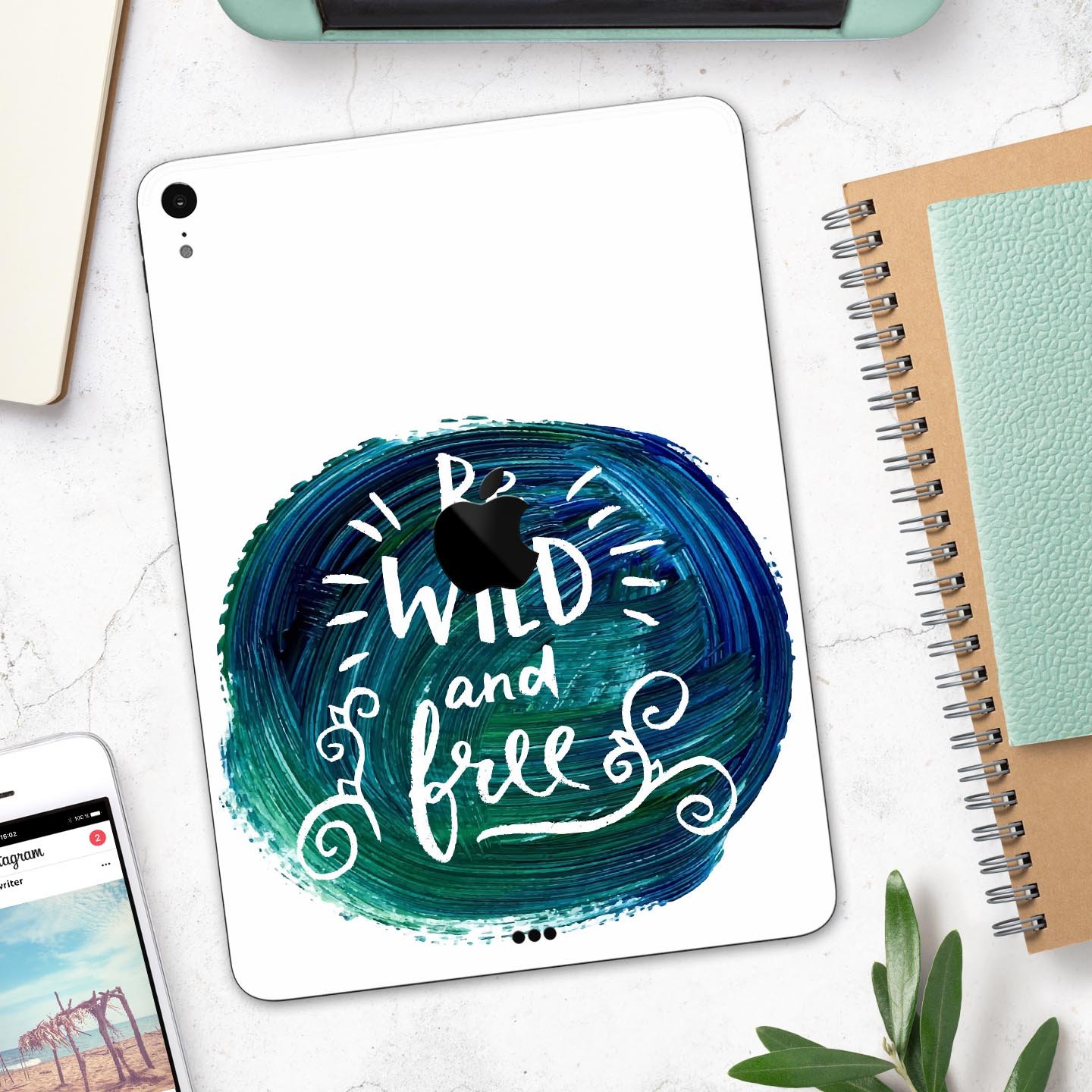 Be Wild and Free full body skin decal for Apple iPad Pro 12.9", showcasing vibrant design and premium quality materials.