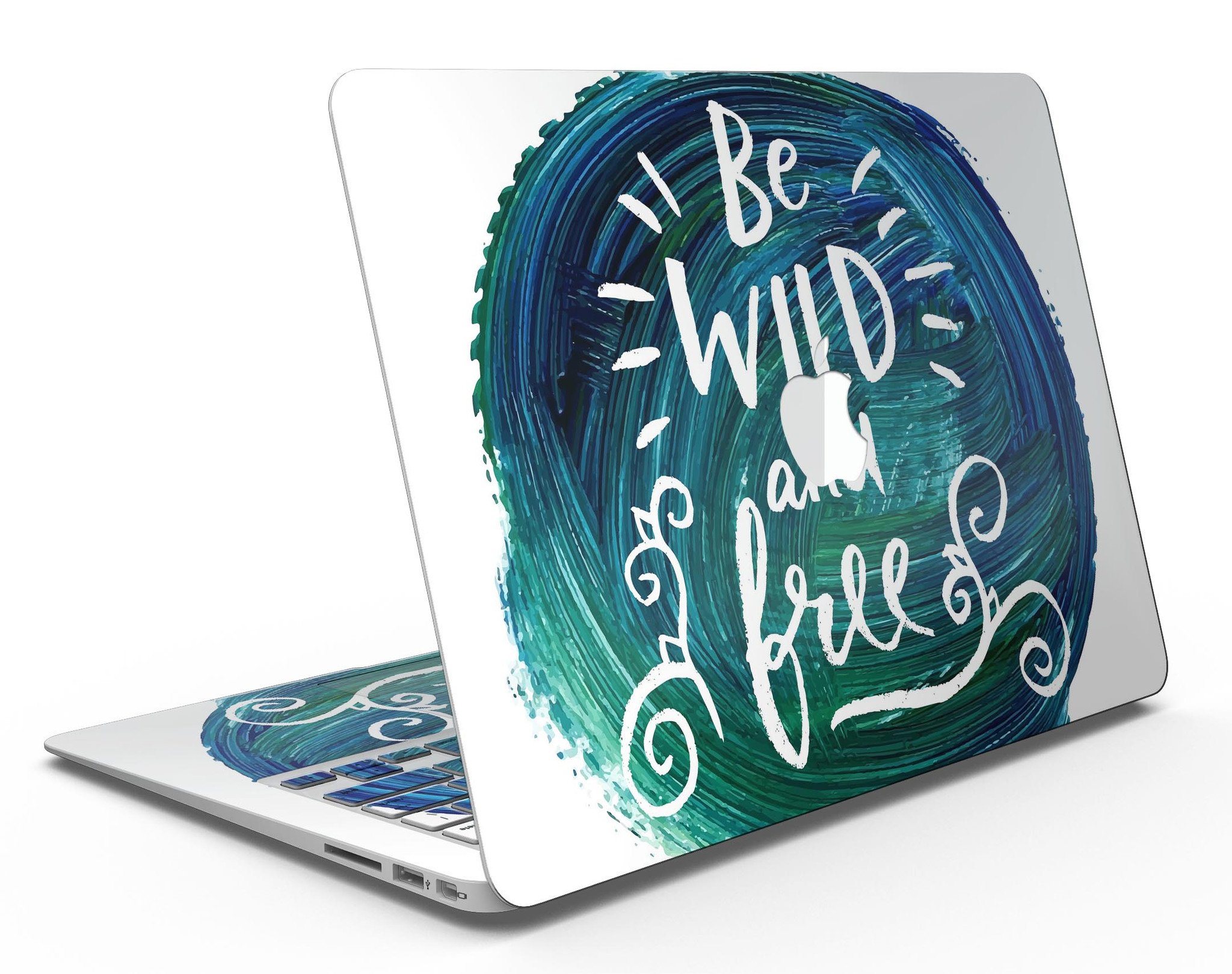 Be Wild and Free MacBook Air Skin Kit showcasing vibrant design and premium vinyl material.