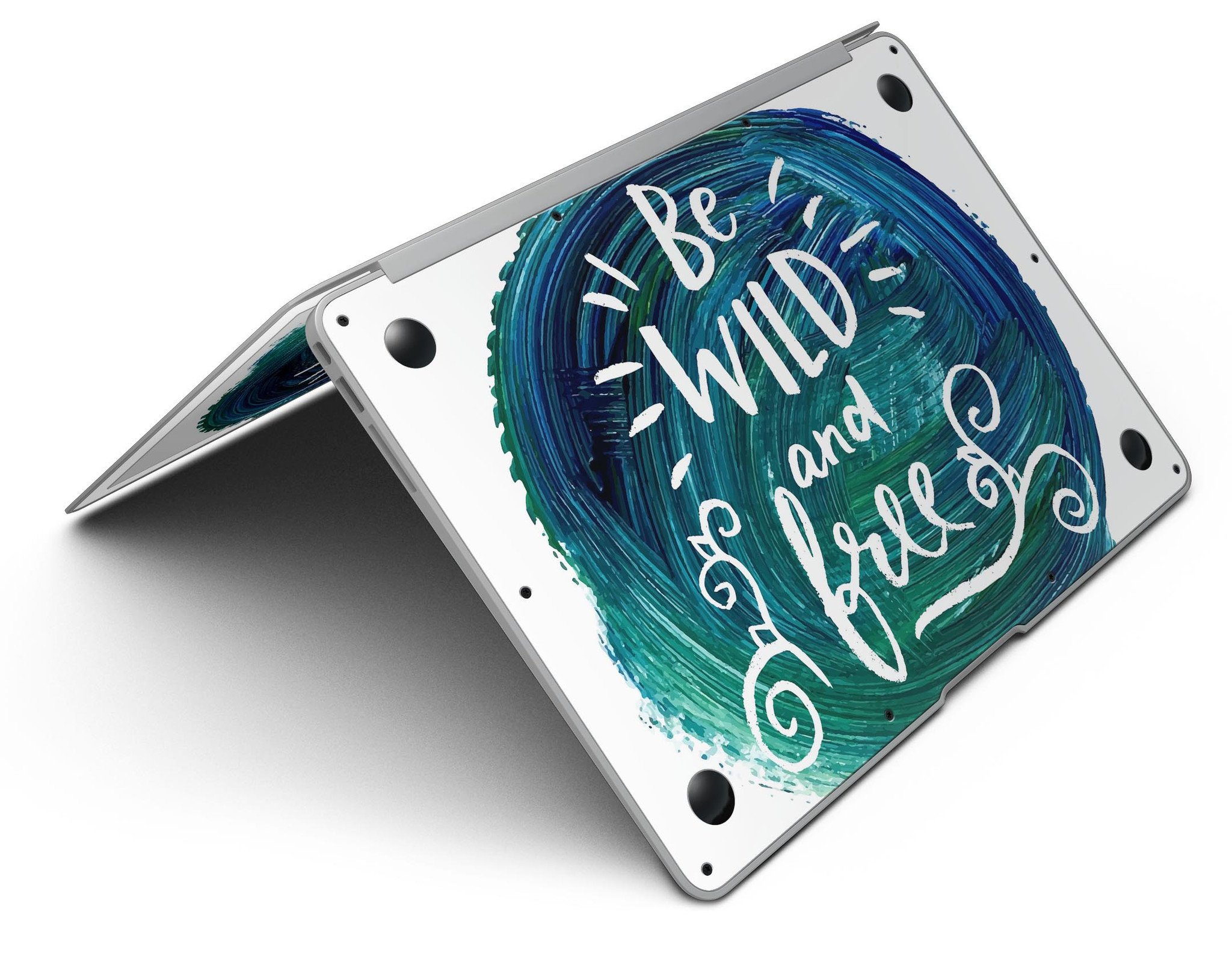 Be Wild and Free MacBook Air Skin Kit showcasing vibrant design and premium vinyl material.