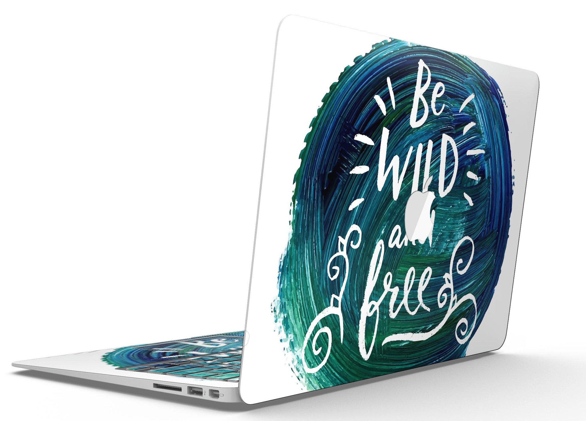 Be Wild and Free MacBook Air Skin Kit showcasing vibrant design and premium vinyl material.