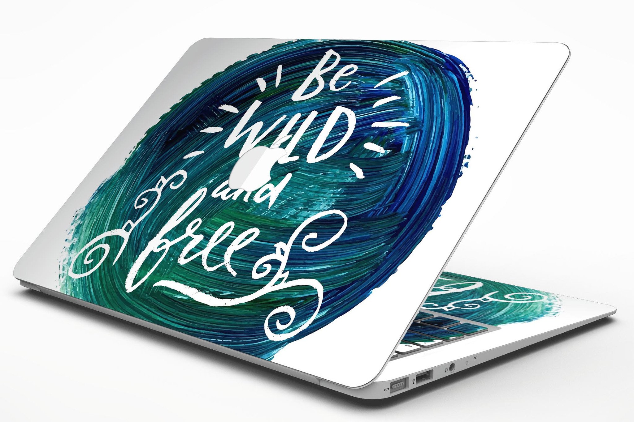 Be Wild and Free MacBook Air Skin Kit showcasing vibrant design and premium vinyl material.