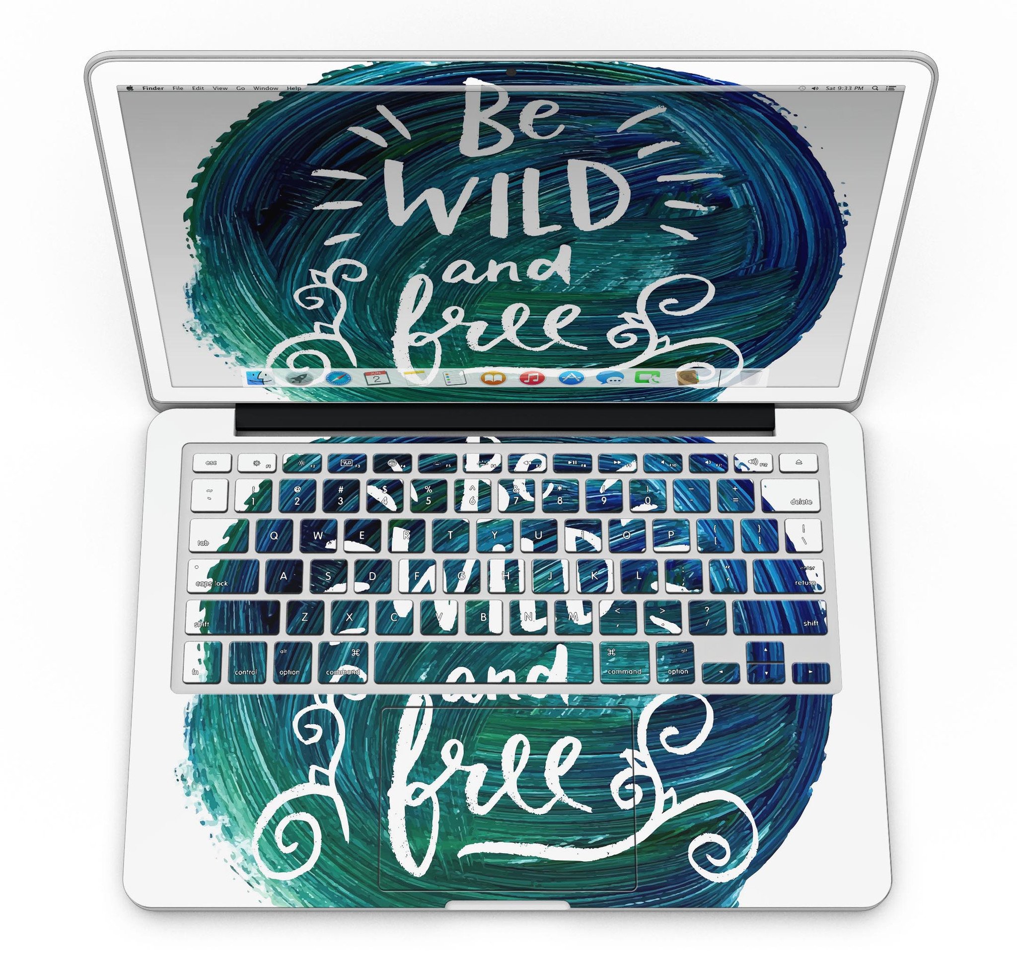 Be Wild and Free MacBook Pro skin featuring vibrant design, perfect fit for Retina Display, showcasing gloss finish.