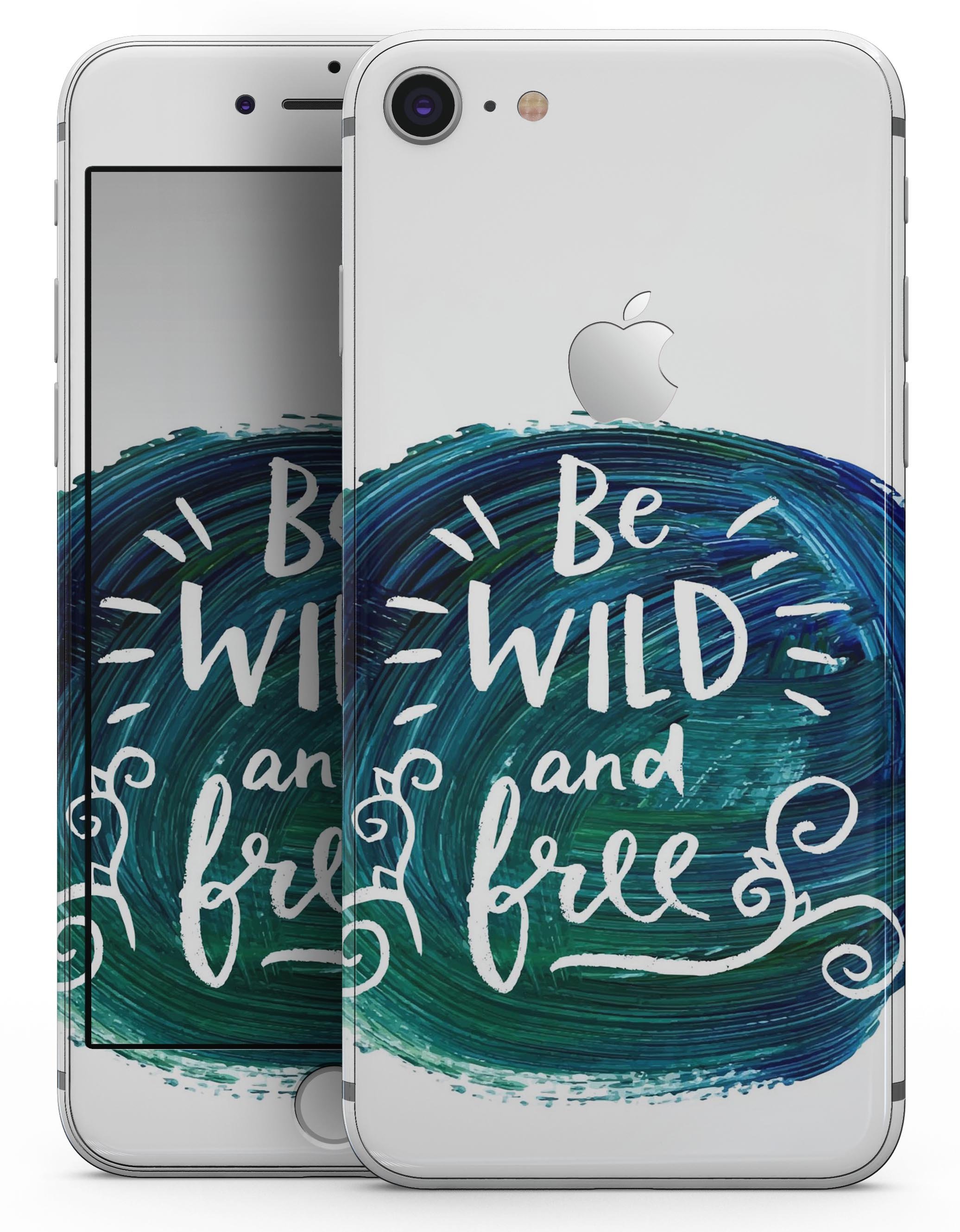 Be Wild and Free skin-kit for iPhone 8 and 8 Plus, showcasing vibrant design and premium vinyl material.