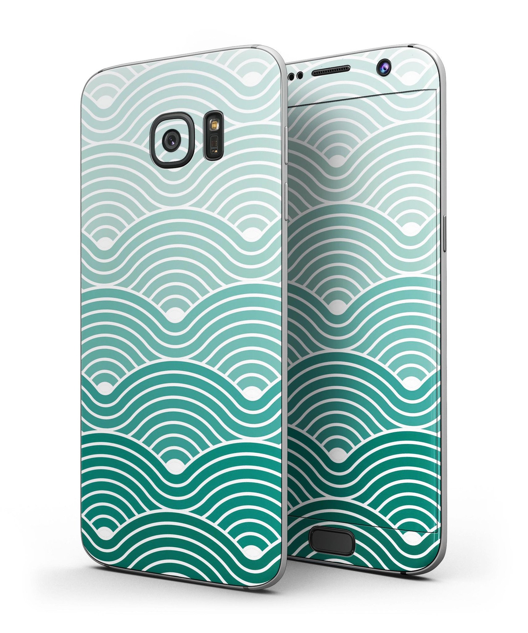 Samsung Galaxy S7/S7 Edge with Beach Hotel Wallpaper Waves skin, showcasing vibrant wave design and sleek finish.