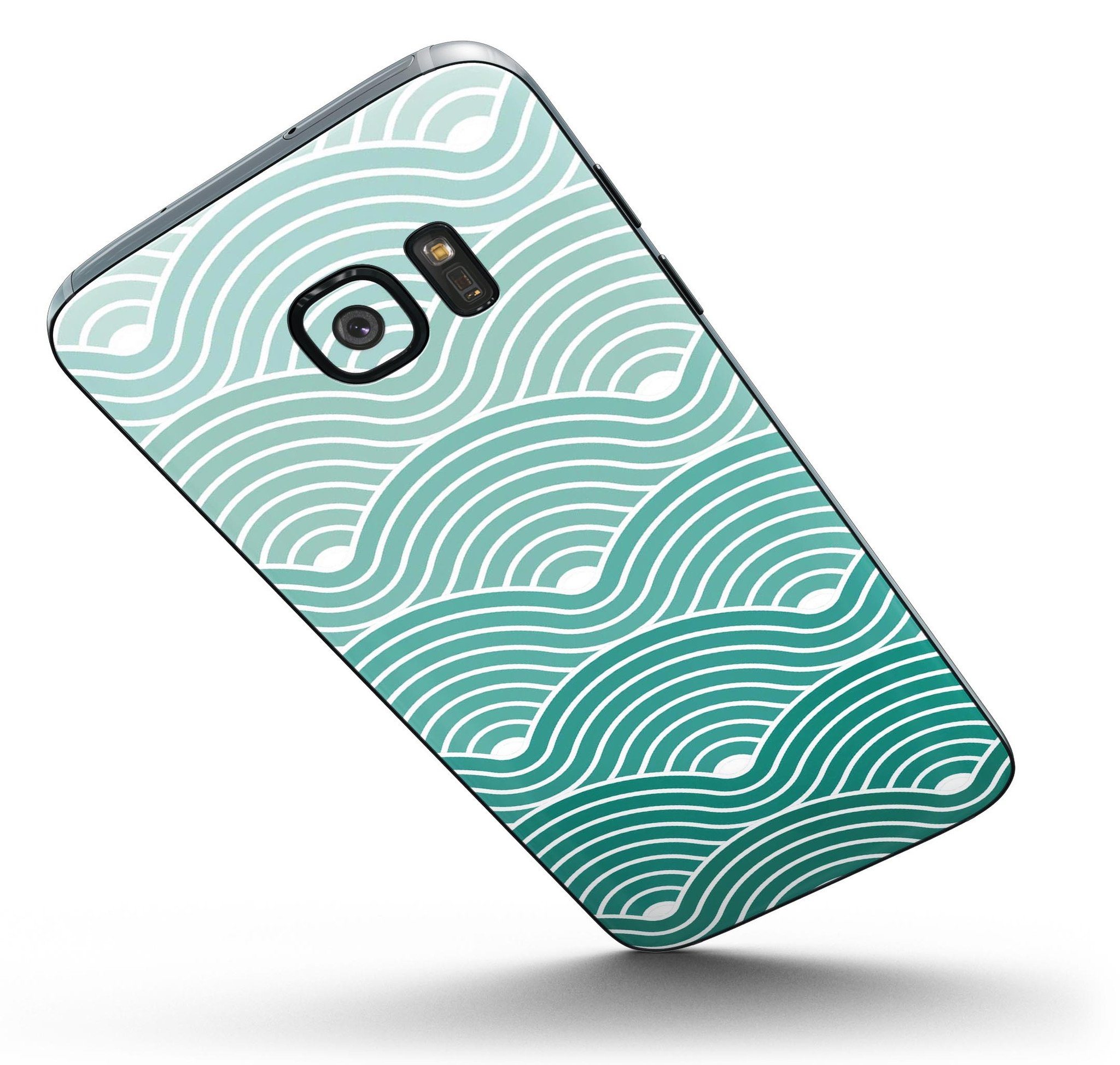 Samsung Galaxy S7/S7 Edge with Beach Hotel Wallpaper Waves skin, showcasing vibrant wave design and sleek finish.