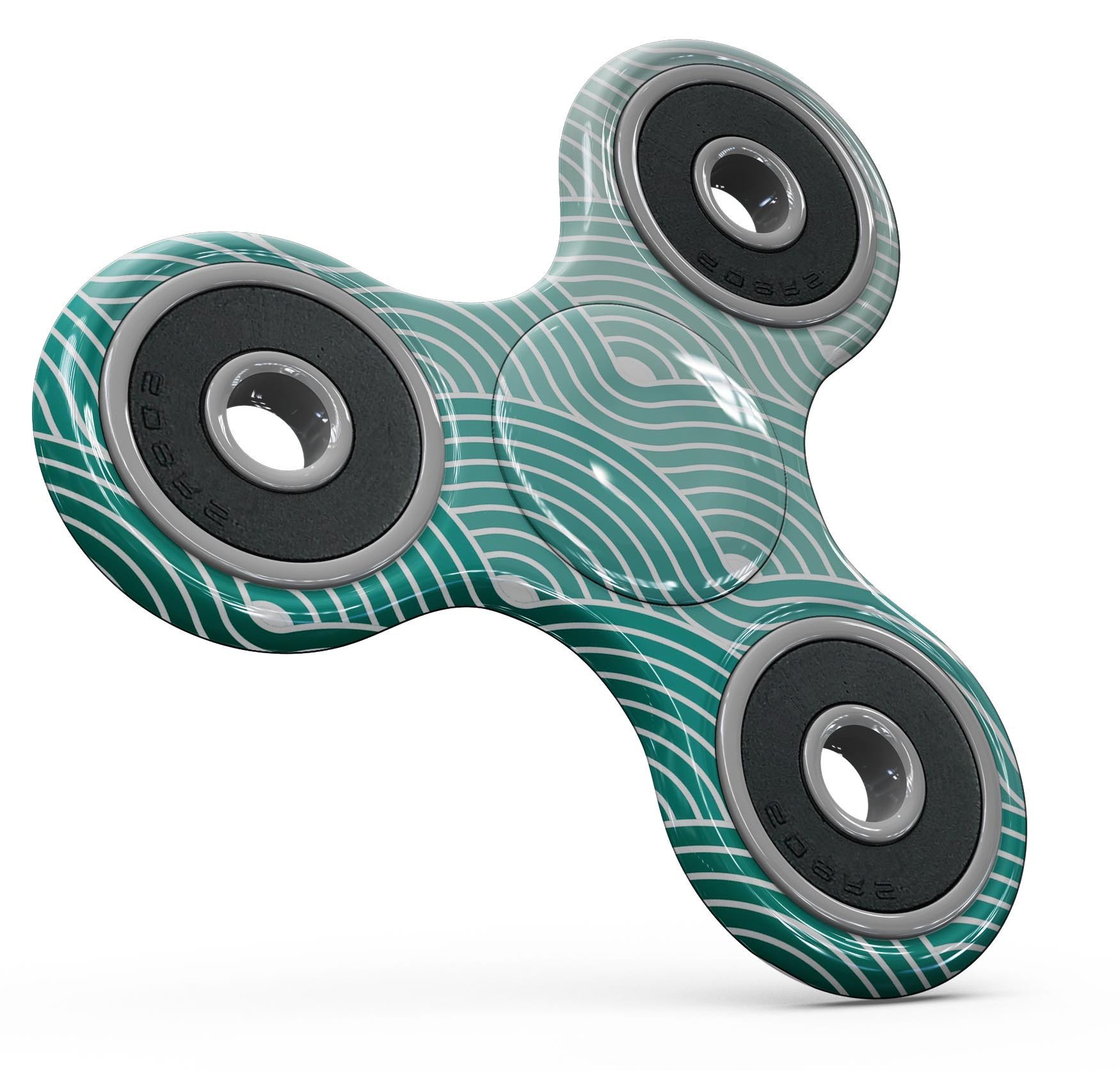 Beach Hotel Wallpaper Waves design fidget spinner skin kit, showcasing vibrant colors and a unique pattern for personalization.