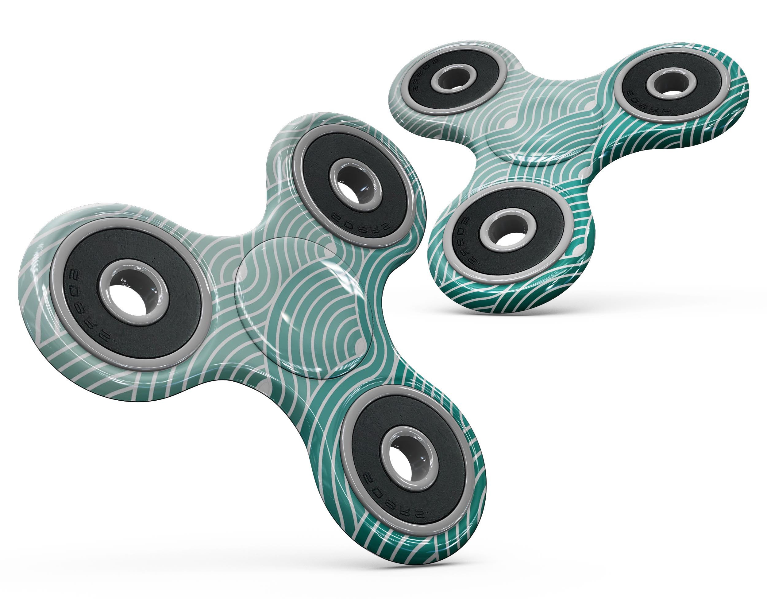 Beach Hotel Wallpaper Waves design fidget spinner skin kit, showcasing vibrant colors and a unique pattern for personalization.