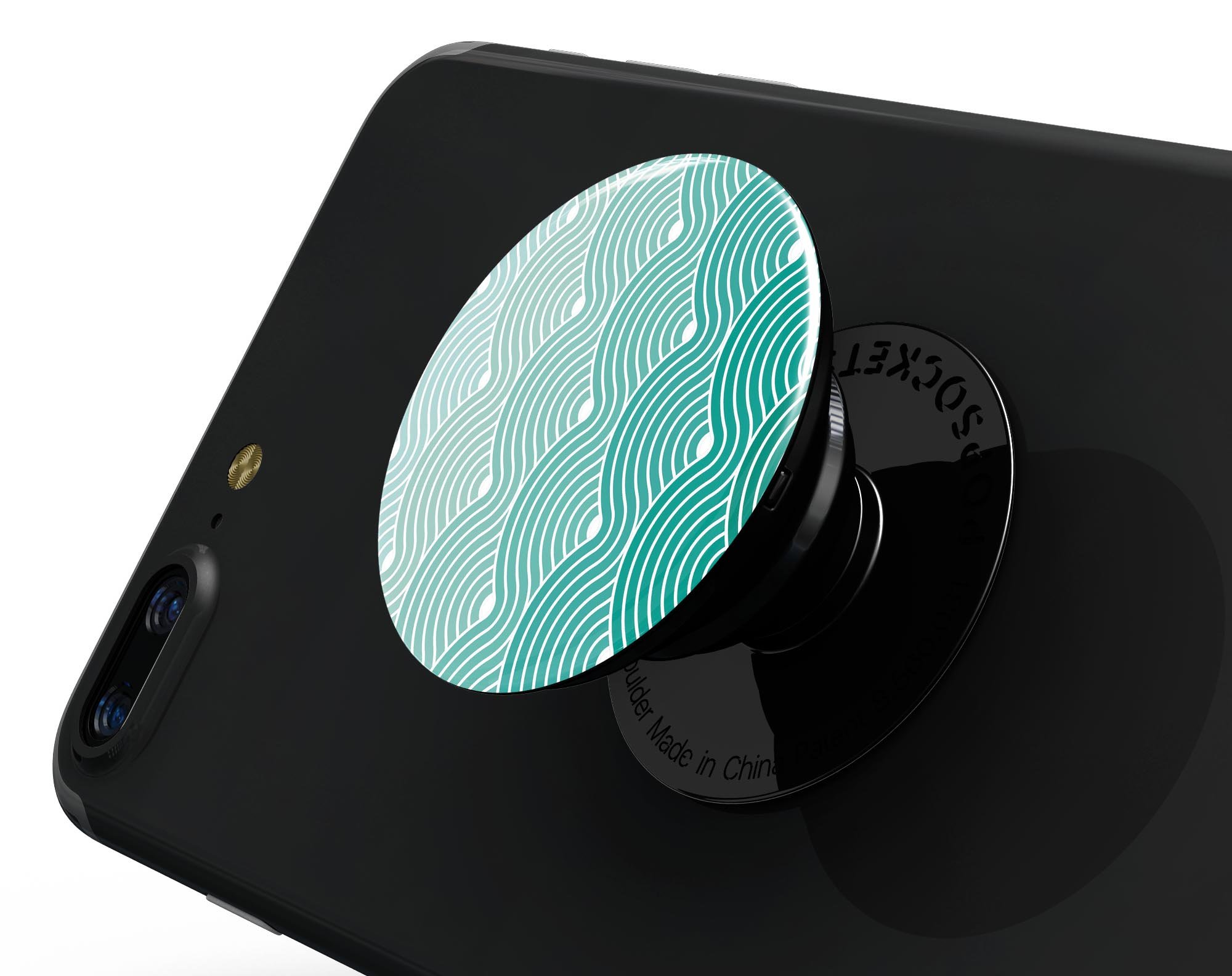 Beach Hotel Wallpaper Waves skin kit for PopSockets, featuring vibrant beach-themed design on premium vinyl material.