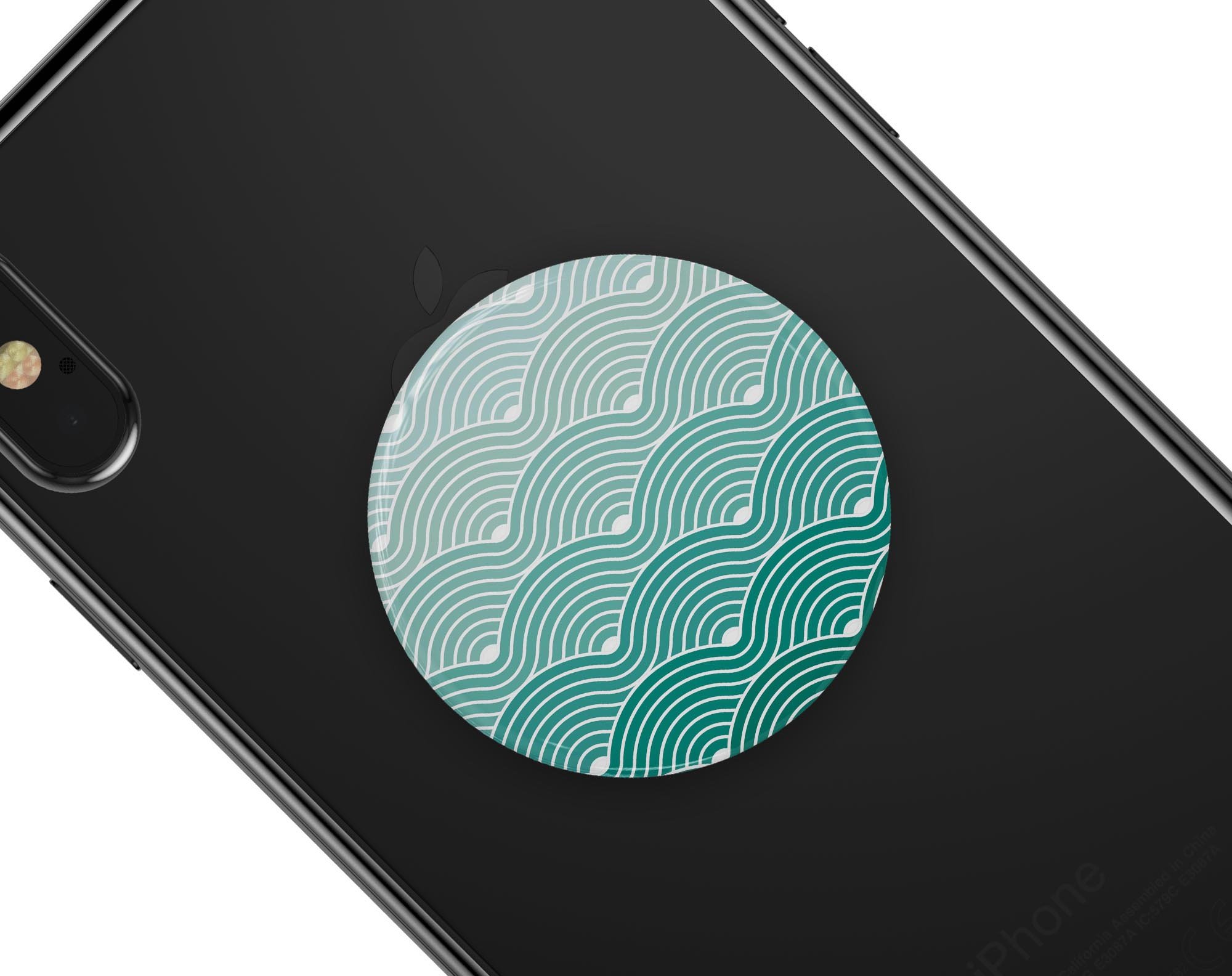 Beach Hotel Wallpaper Waves skin kit for PopSockets, featuring vibrant beach-themed design on premium vinyl material.