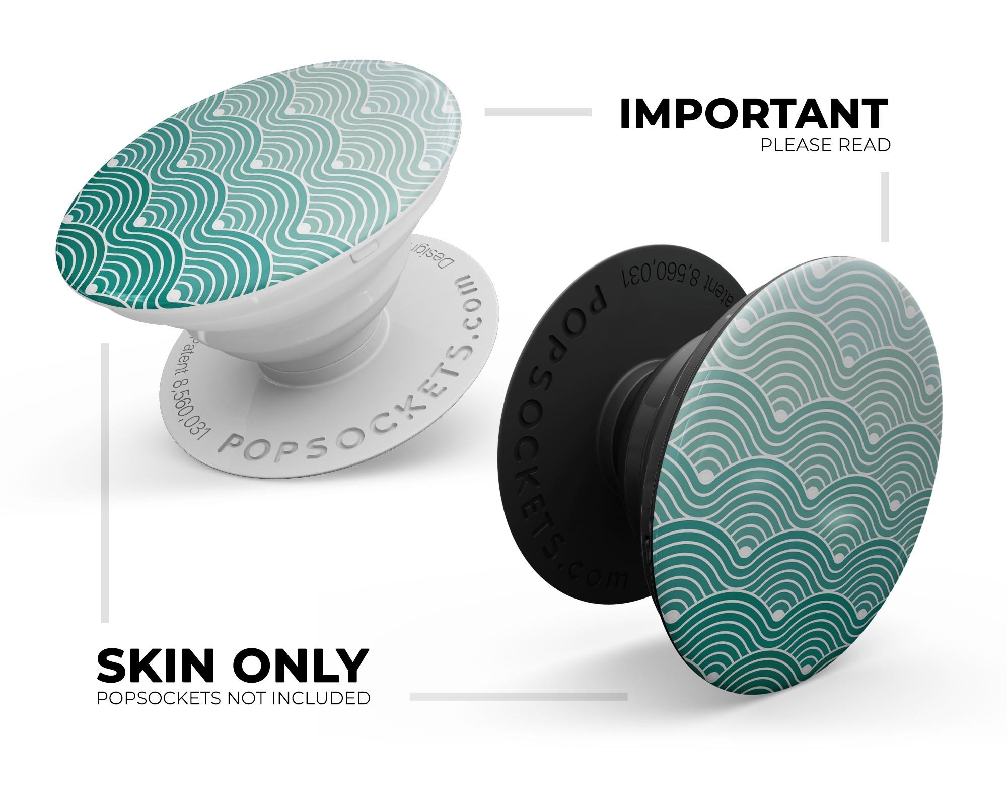 Beach Hotel Wallpaper Waves skin kit for PopSockets, featuring vibrant beach-themed design on premium vinyl material.