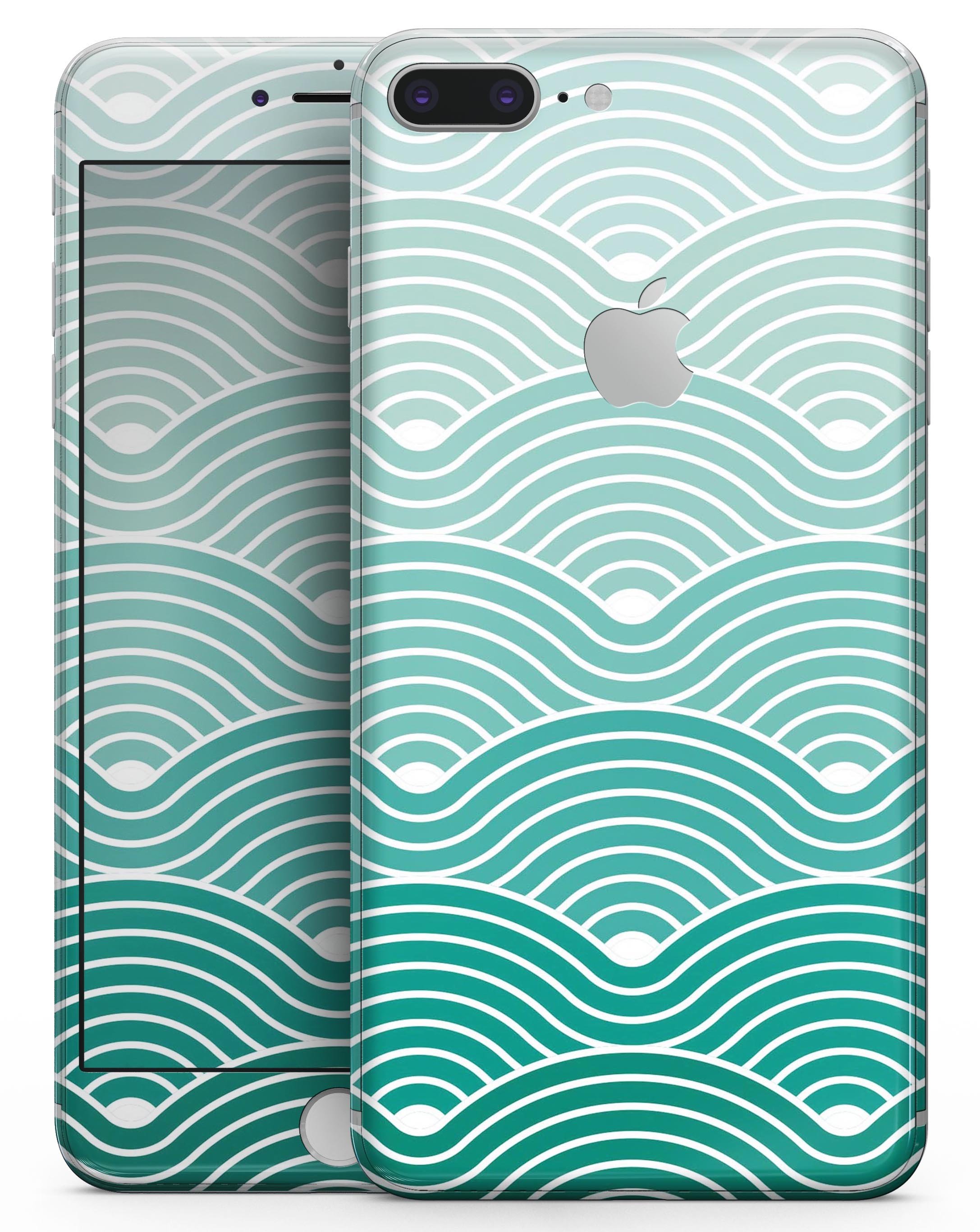 Beach Hotel Wallpaper Waves skin for iPhone 8 or 8 Plus, showcasing vibrant colors and a stylish design.