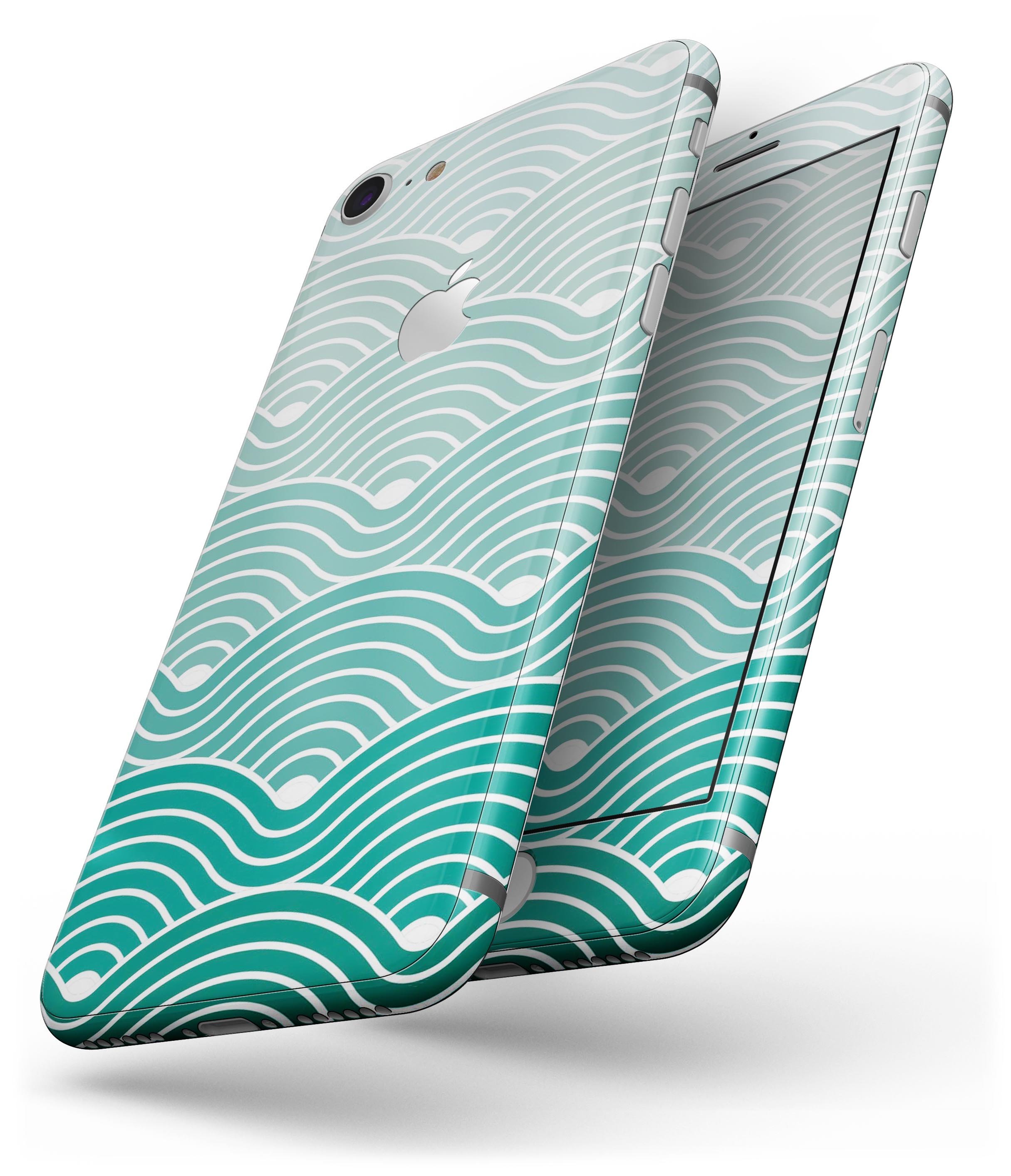 Beach Hotel Wallpaper Waves skin for iPhone 8 or 8 Plus, showcasing vibrant colors and a stylish design.