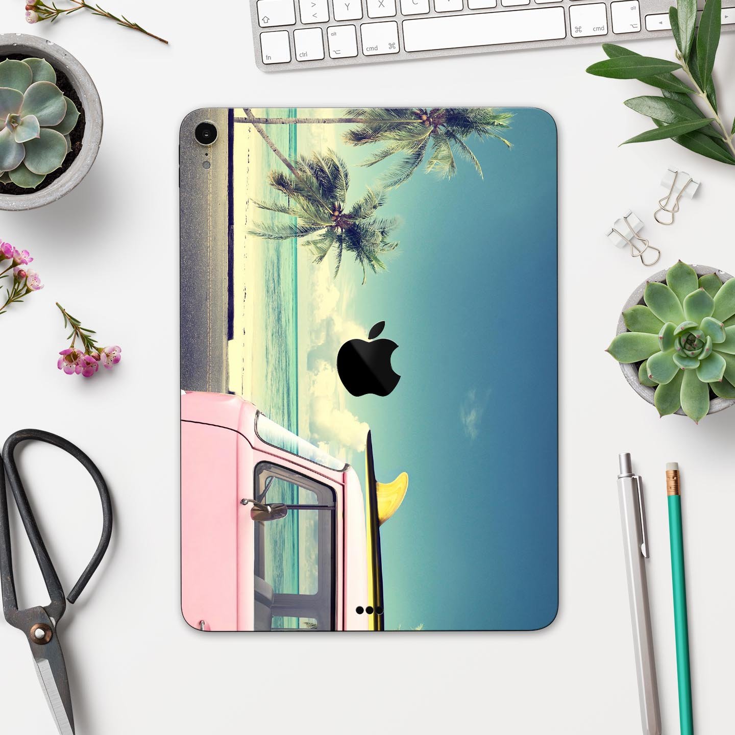 Beach Trip full body skin decal for Apple iPad Pro 12.9" and 11", featuring vibrant beach-themed design and premium 3M materials.