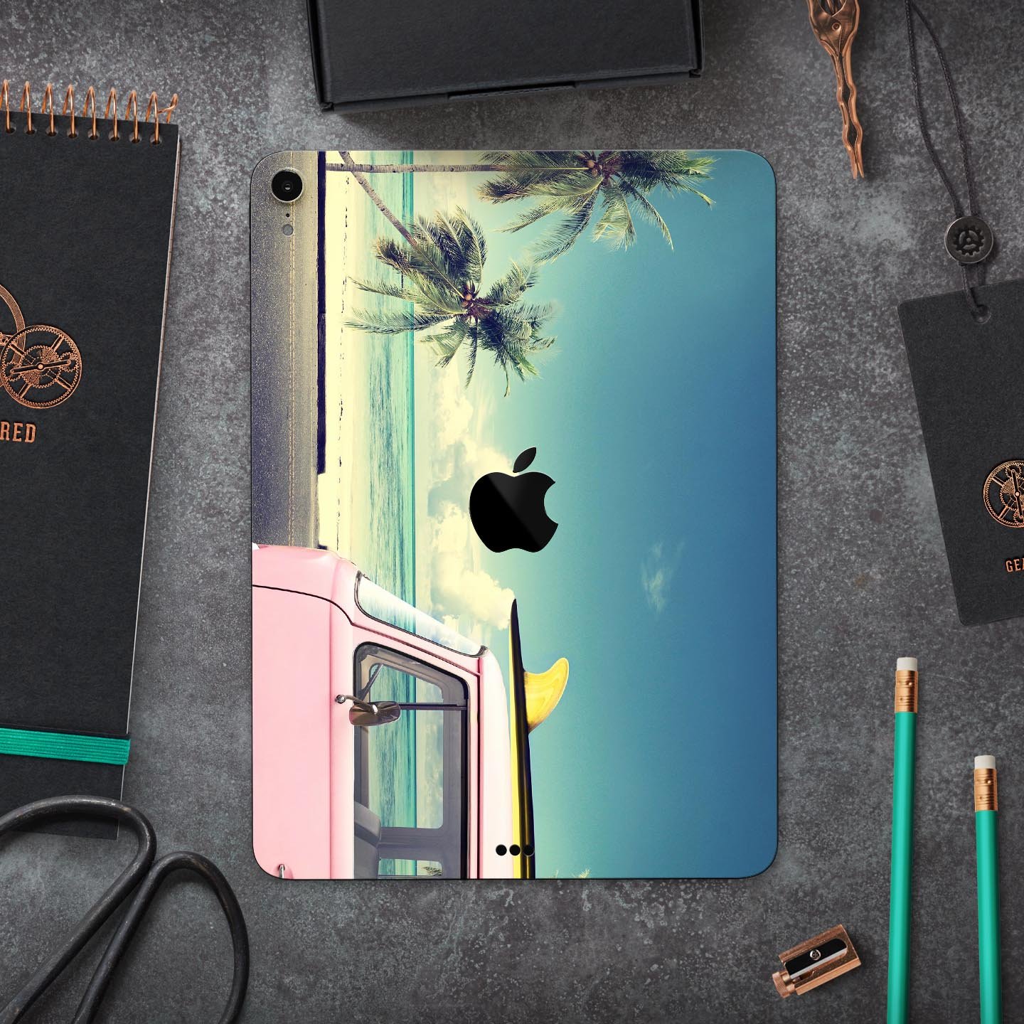 Beach Trip full body skin decal for Apple iPad Pro 12.9" and 11", featuring vibrant beach-themed design and premium 3M materials.