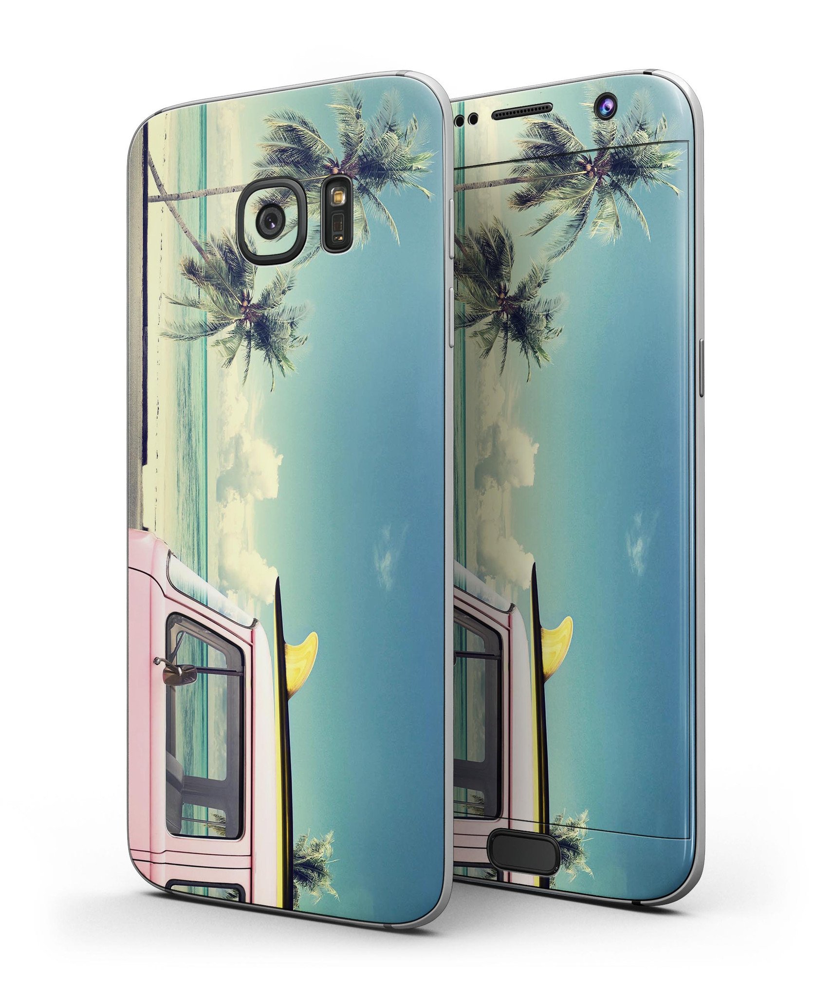 Beach Trip Full Body Skin-Kit for Samsung Galaxy S7/S7 Edge, showcasing vibrant design and premium vinyl material.