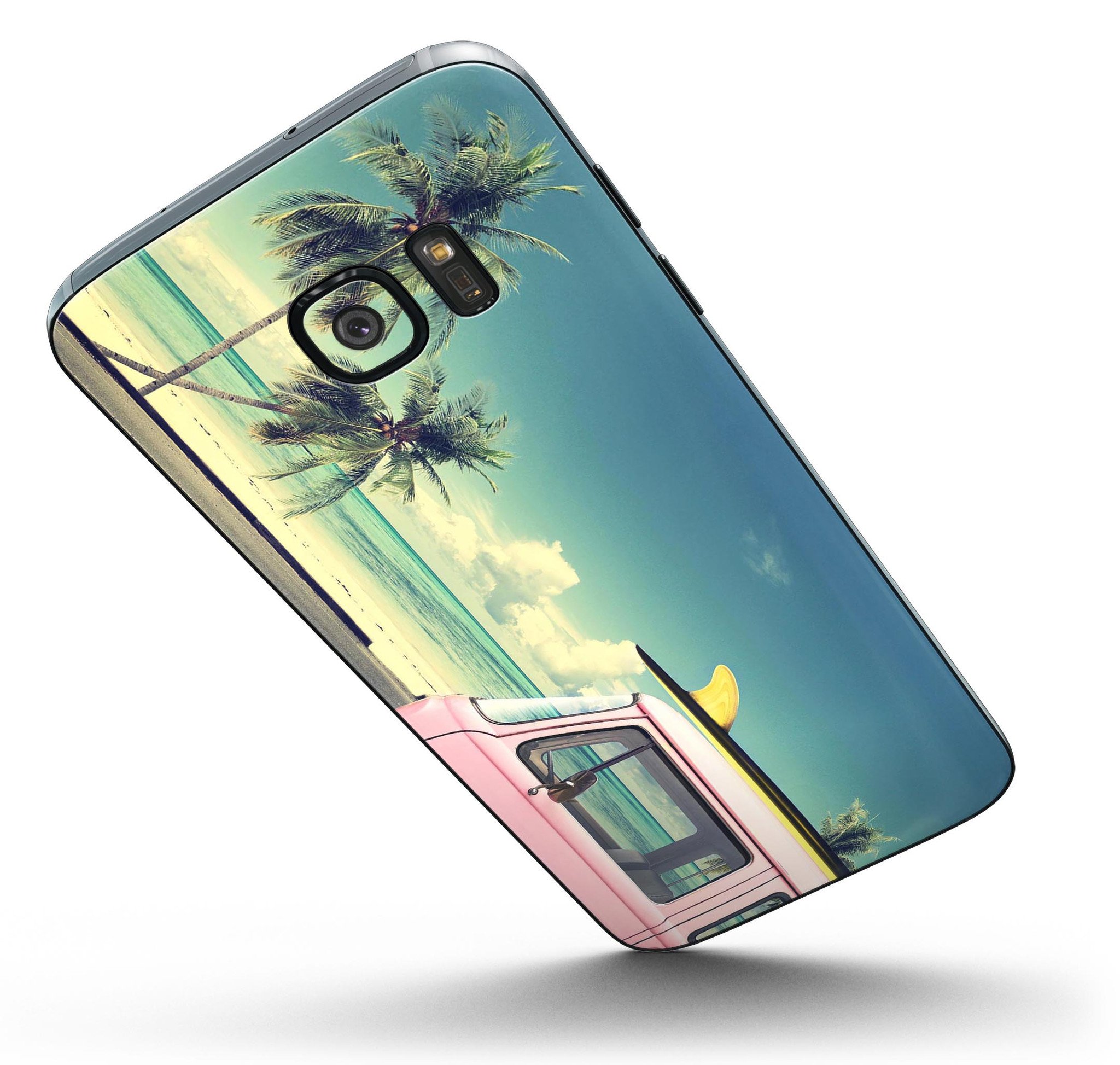 Beach Trip Full Body Skin-Kit for Samsung Galaxy S7/S7 Edge, showcasing vibrant design and premium vinyl material.