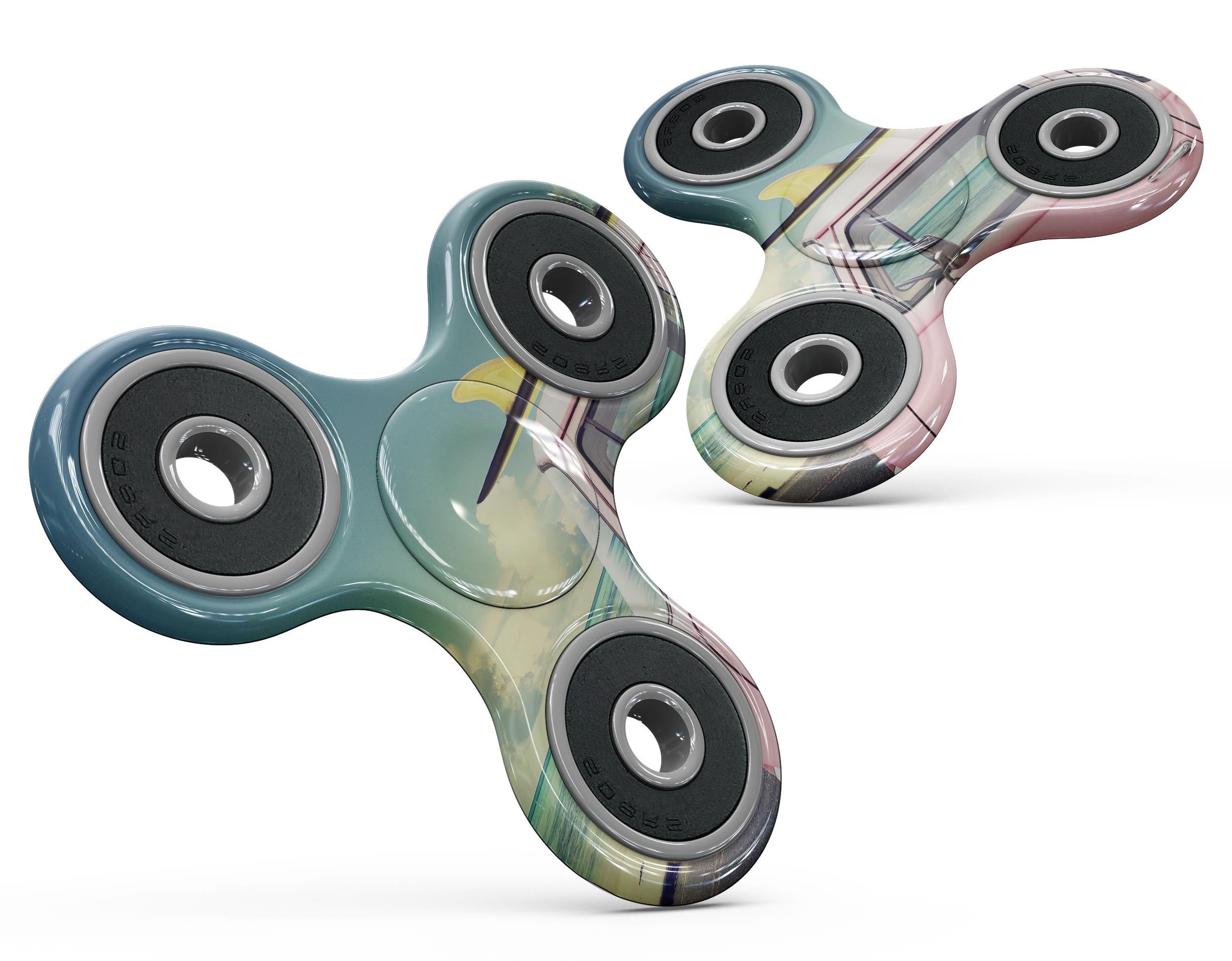 Beach Trip Full-Body Fidget Spinner Skin-Kit showcasing vibrant colors and patterns, designed for easy application and protection.