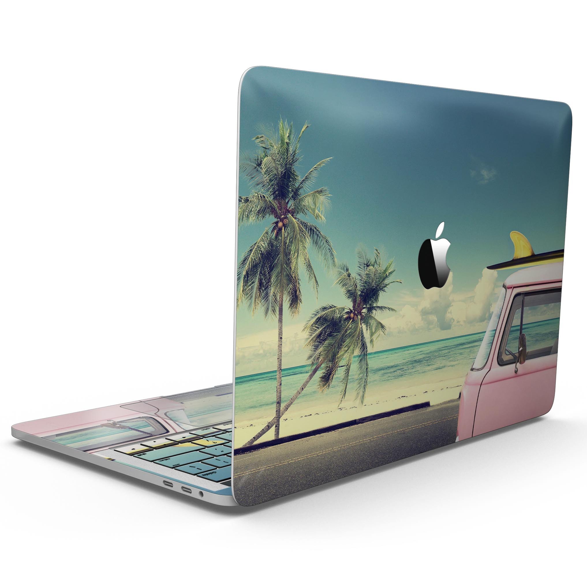 Beach Trip skin kit for MacBook Pro with Touch Bar, featuring vibrant design and premium vinyl material for protection and style.