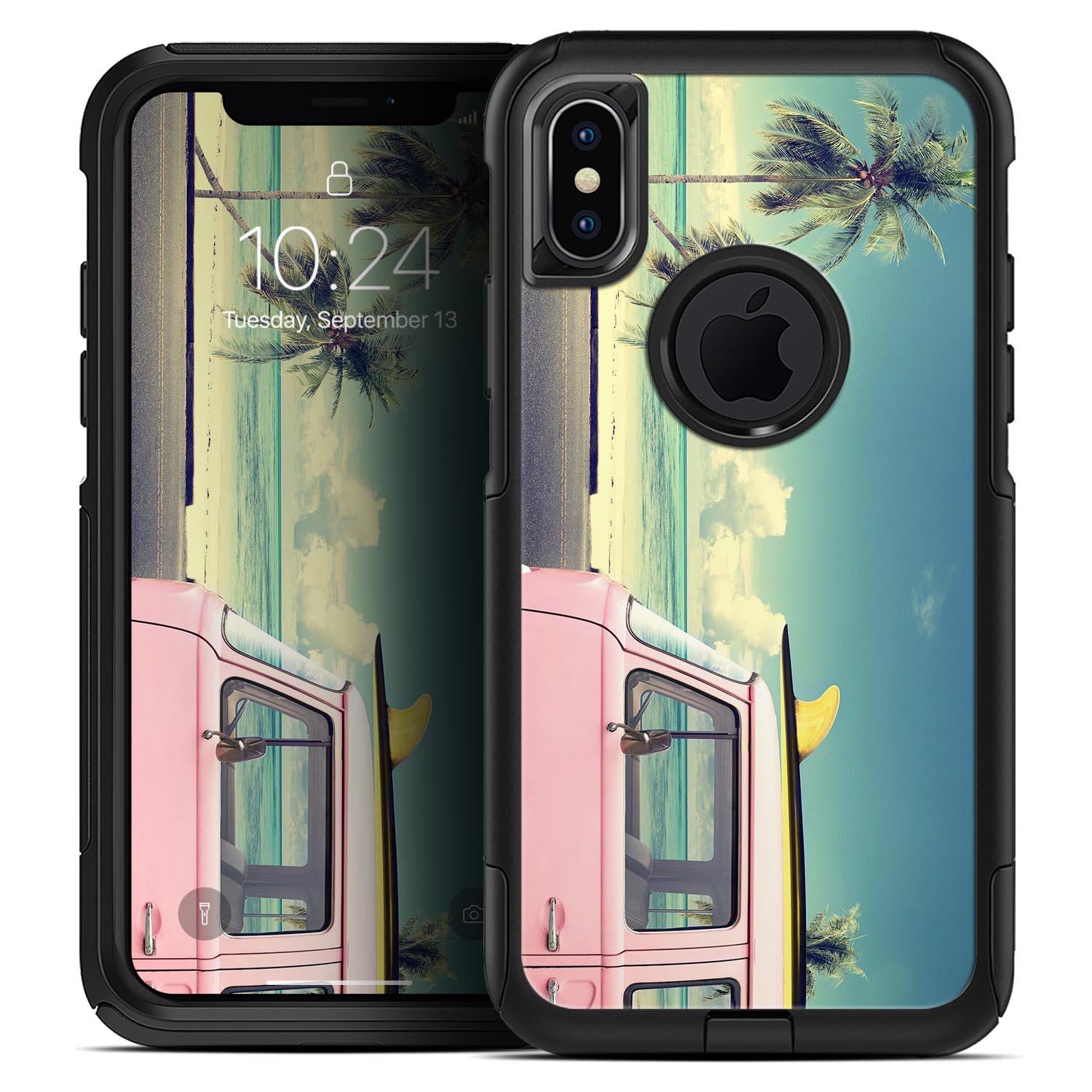 Beach Trip Skin Kit for iPhone OtterBox Cases featuring vibrant beach-themed graphics and ultra-thin protection.