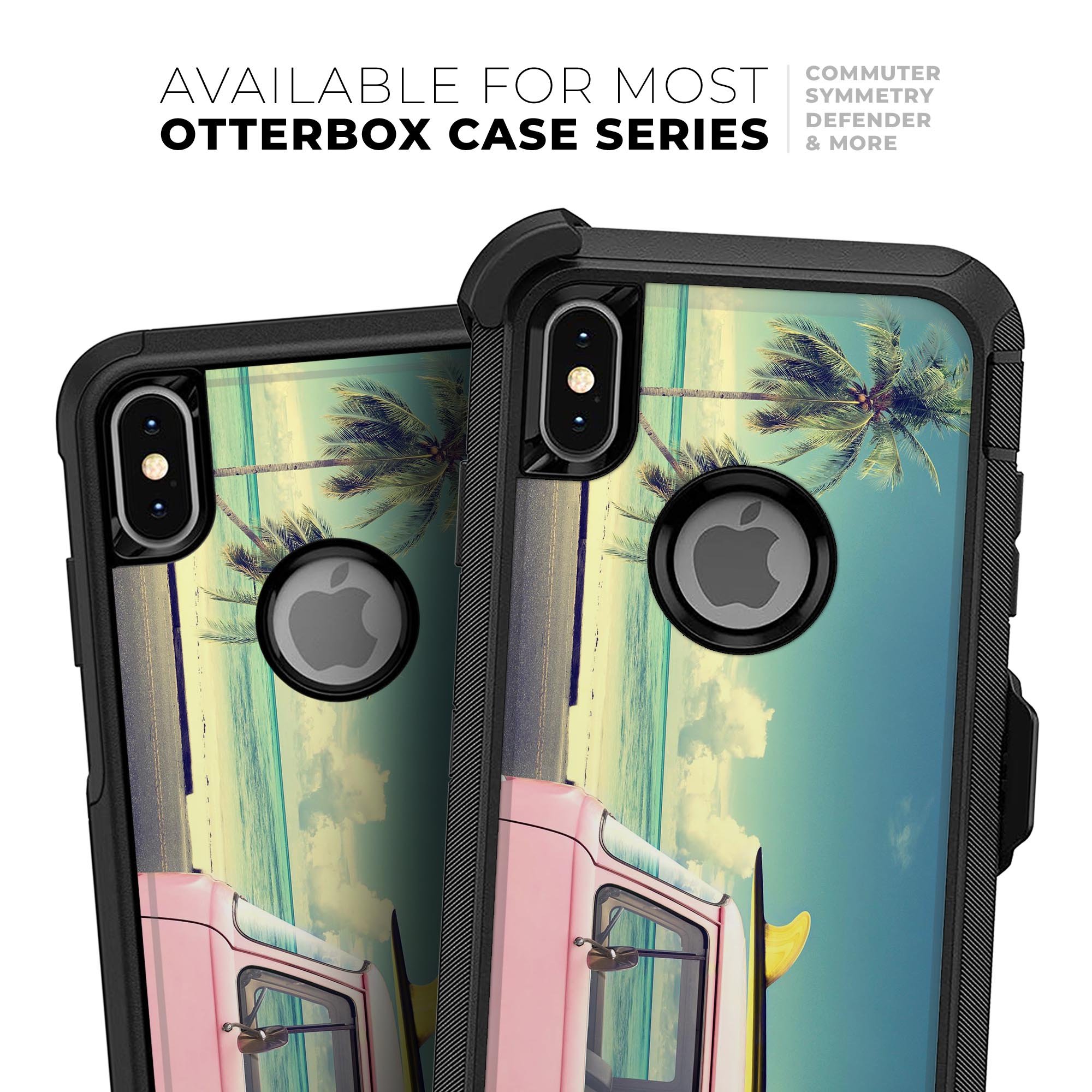 Beach Trip Skin Kit for iPhone OtterBox Cases featuring vibrant beach-themed graphics and ultra-thin protection.