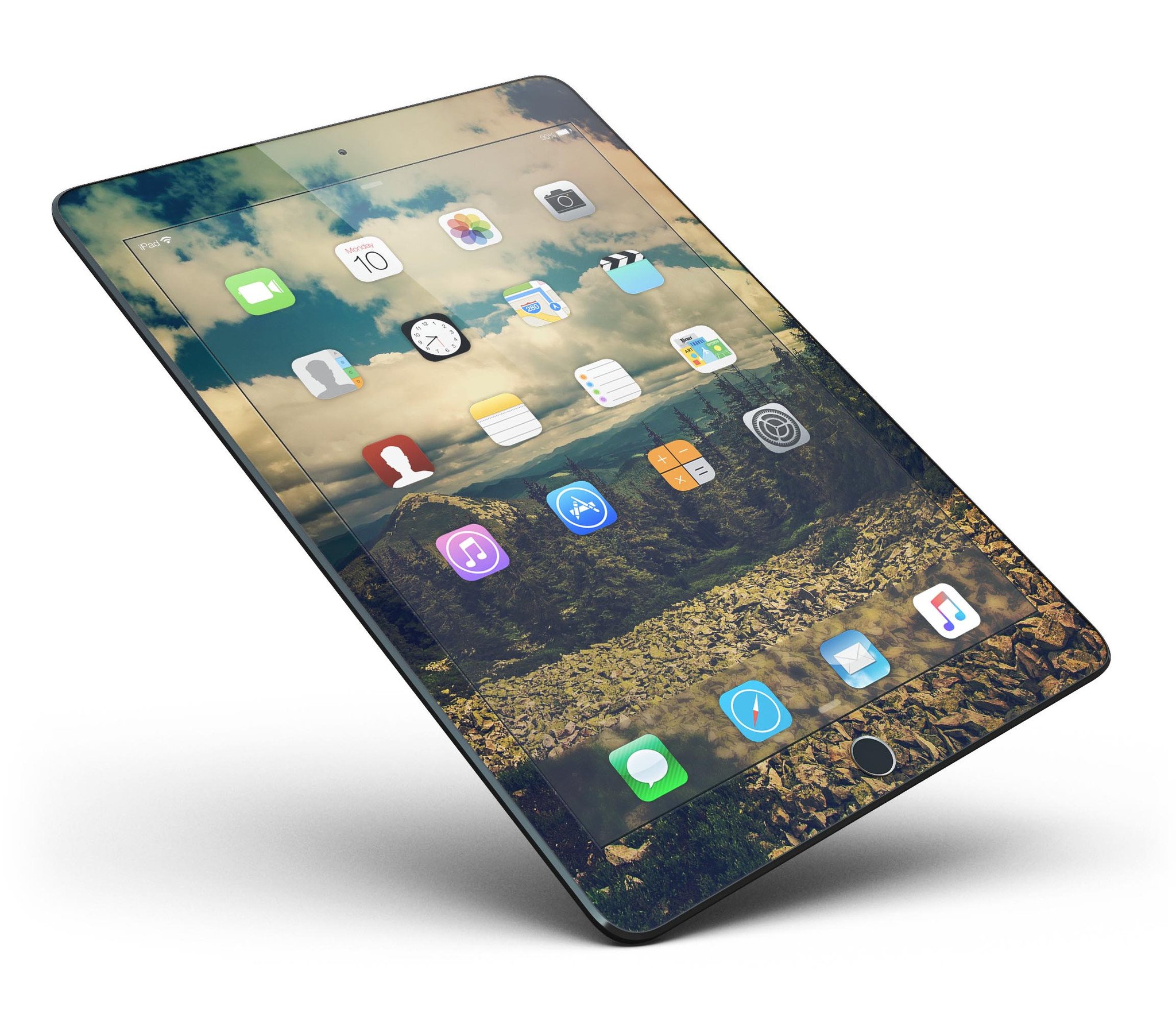 Beautiful scenic mountain view full body skin for iPad Pro 12.9", showcasing vibrant colors and a sleek design.