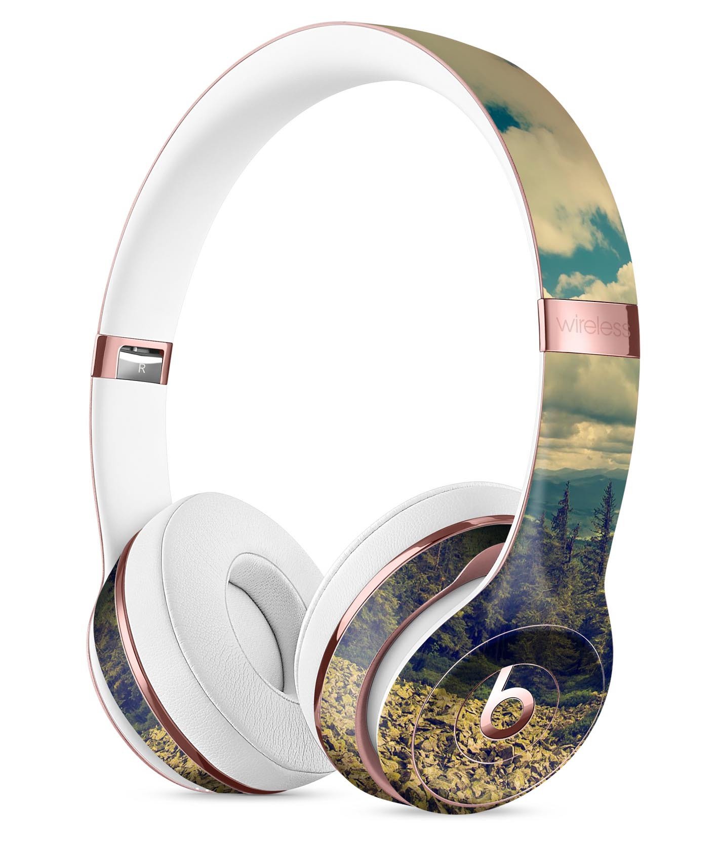 Beautiful Scenic Mountain View Full-Body Skin Kit for Beats by Dre Solo 3 Wireless Headphones, showcasing vibrant mountain graphics.