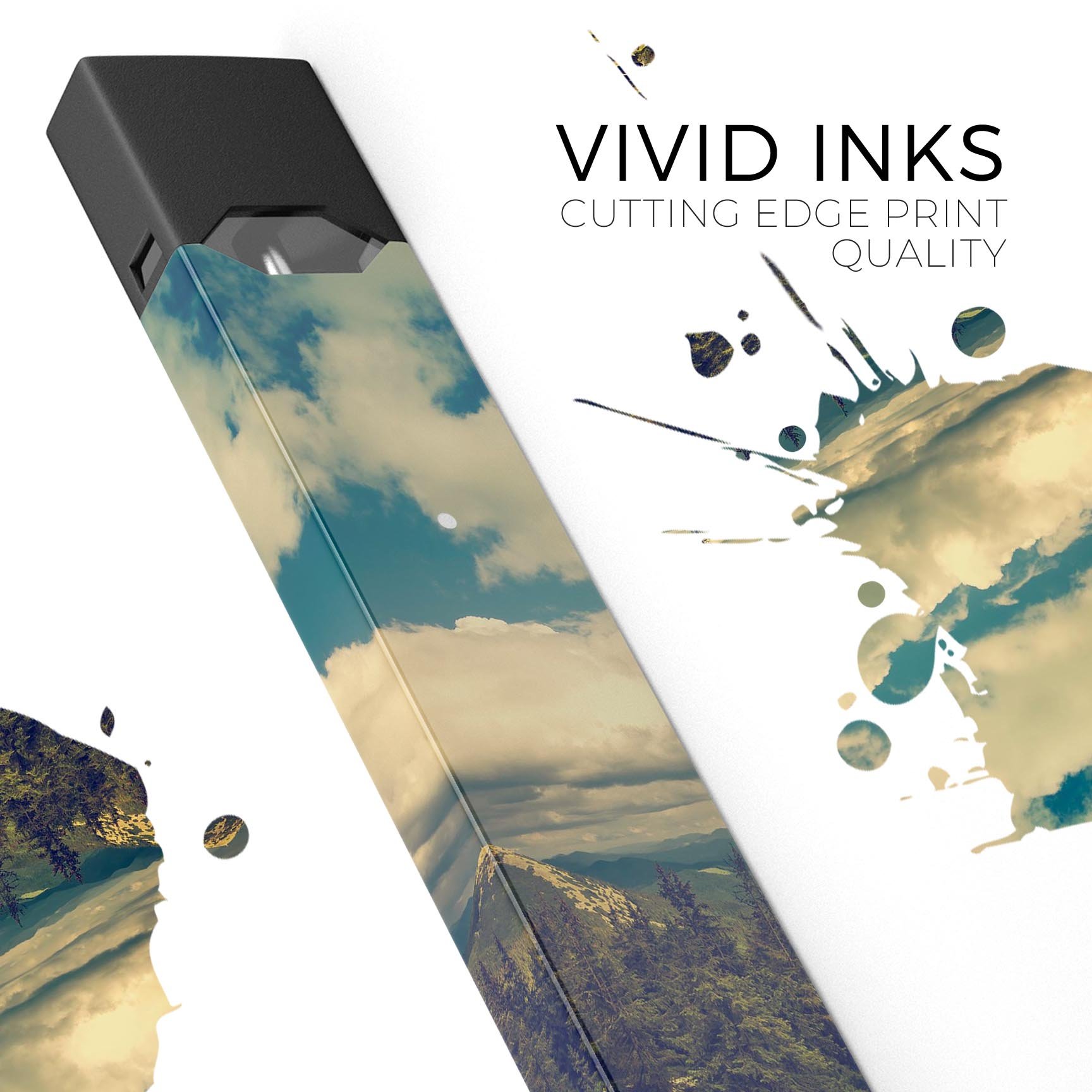 Beautiful Scenic Mountain View decal skin wrap for JUUL vaping device, showcasing vibrant mountain graphics and premium finish.