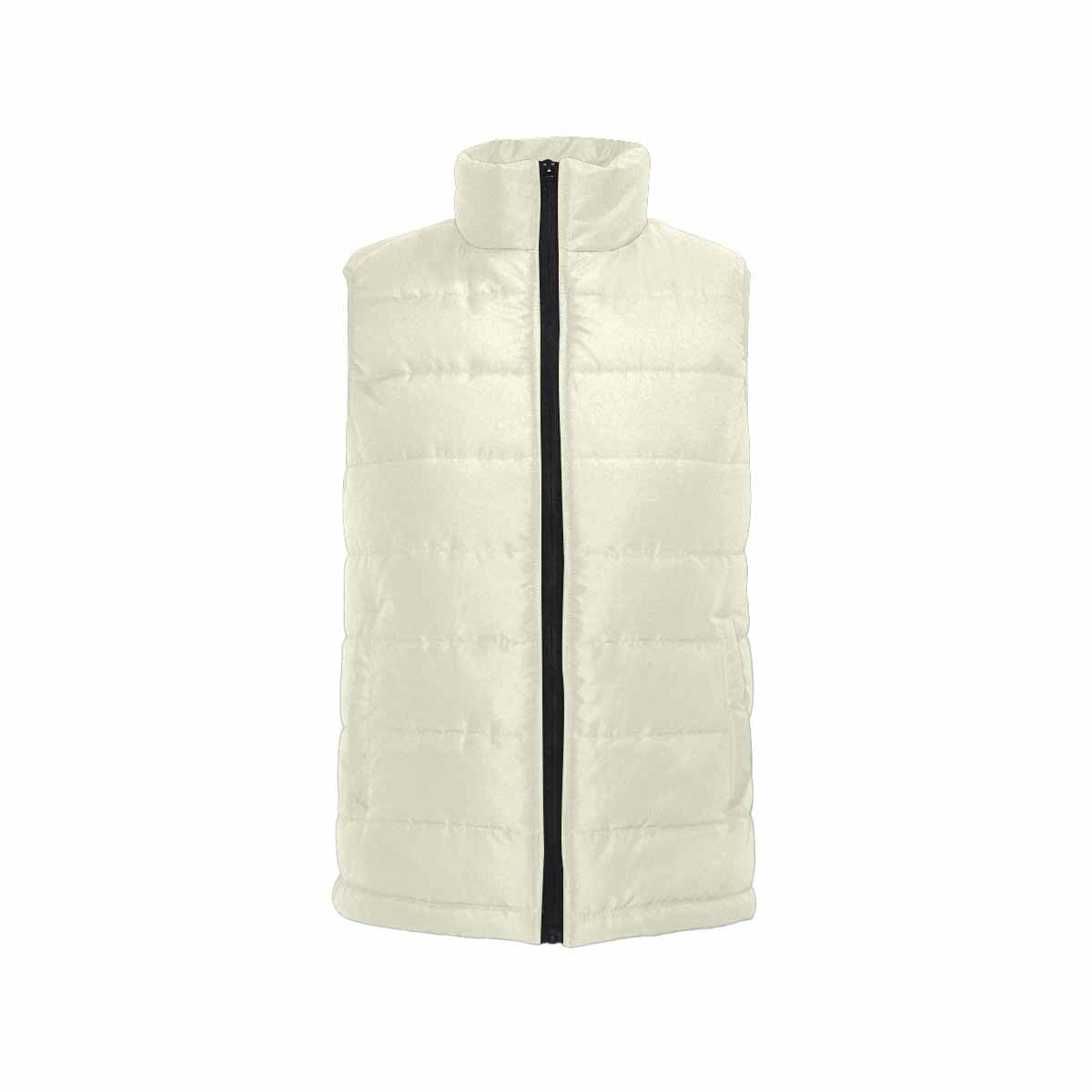 Beige men's padded vest featuring a quilted design and zipper closure, perfect for layering in cool weather.