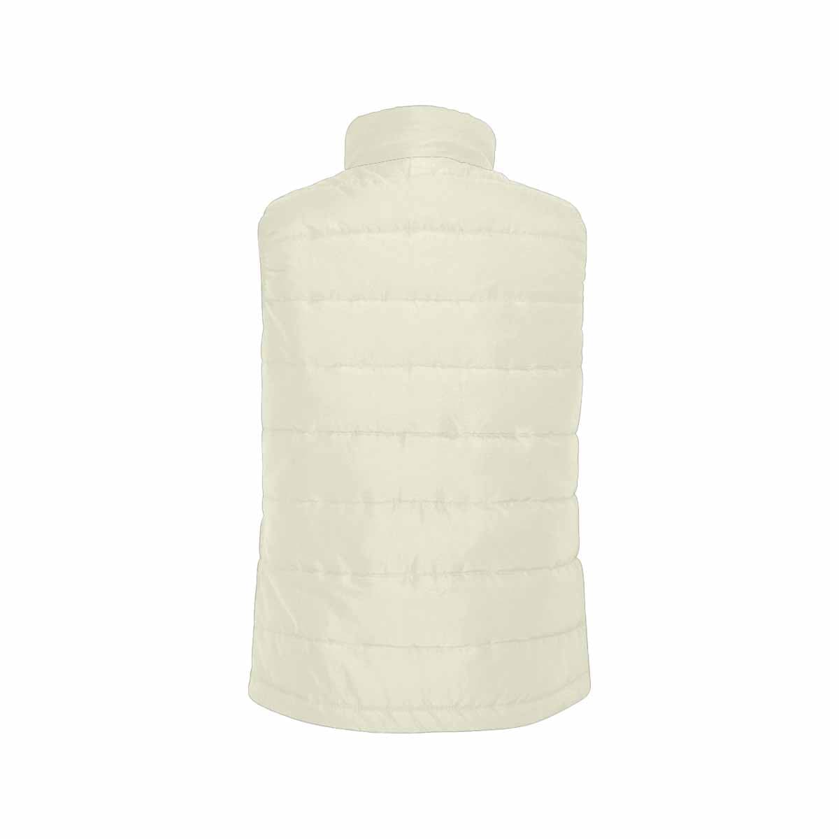 Beige men's padded vest featuring a quilted design and zipper closure, perfect for layering in cool weather.