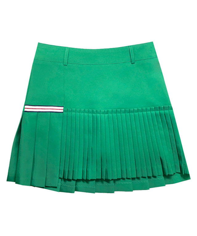 BENECIA 12 Asymmetric Culottes in Green, showcasing unique design and fabric texture.