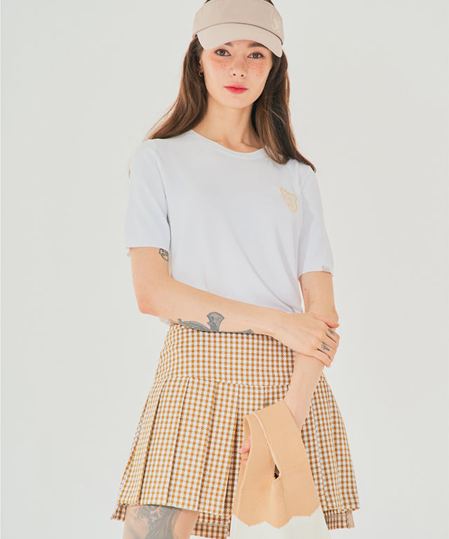 BENECIA 12 Avenue Check Culottes in Beige, featuring a stylish check pattern and comfortable fabric blend.