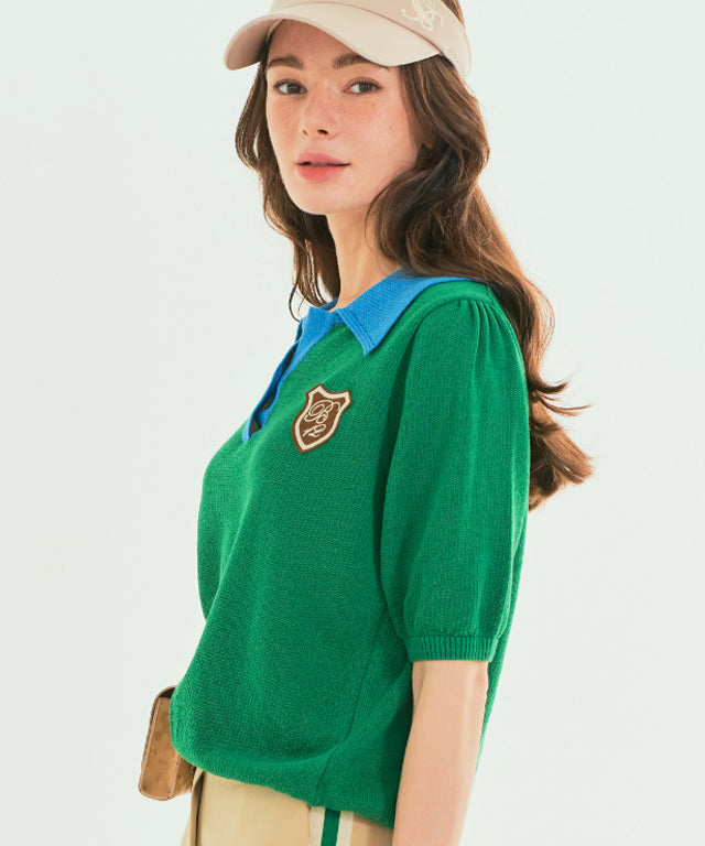 BENECIA 12 Big Collar One Button in Green, showcasing its elegant design and vibrant color.