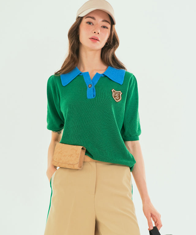 BENECIA 12 Big Collar One Button in Green, showcasing its elegant design and vibrant color.