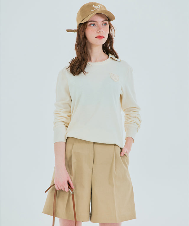 BENECIA 12 Butter Bermuda Shorts in Beige, showcasing relaxed fit and soft fabric.