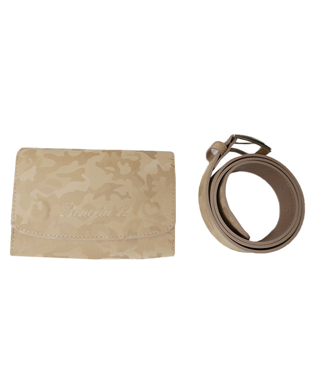 BENECIA 12 Camo Magnet Hip Sack in Beige, featuring a stylish camo design and adjustable belt.