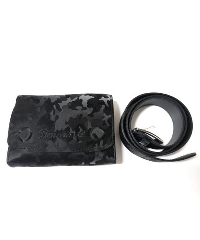 BENECIA 12 Camo Magnet Hip Sack in Black, featuring a stylish camo design and durable leatherette material.