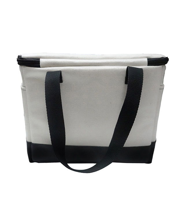 Benecia 12 Canvas Insulated Bag in Black, showcasing its durable coated canvas material and spacious design.