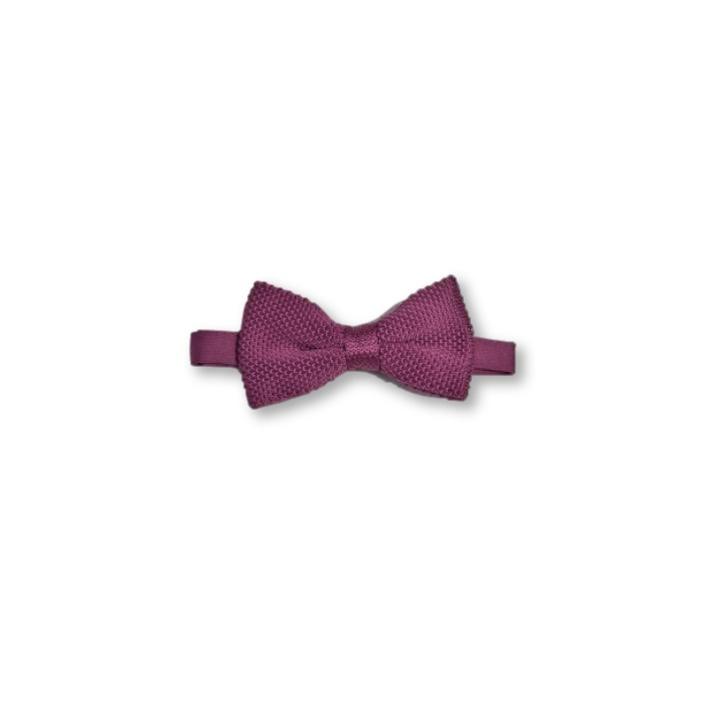 Berry Pink Children's Knitted Bow Tie, soft polyester material, perfect for ages 2-11, stylish accessory for formal events.