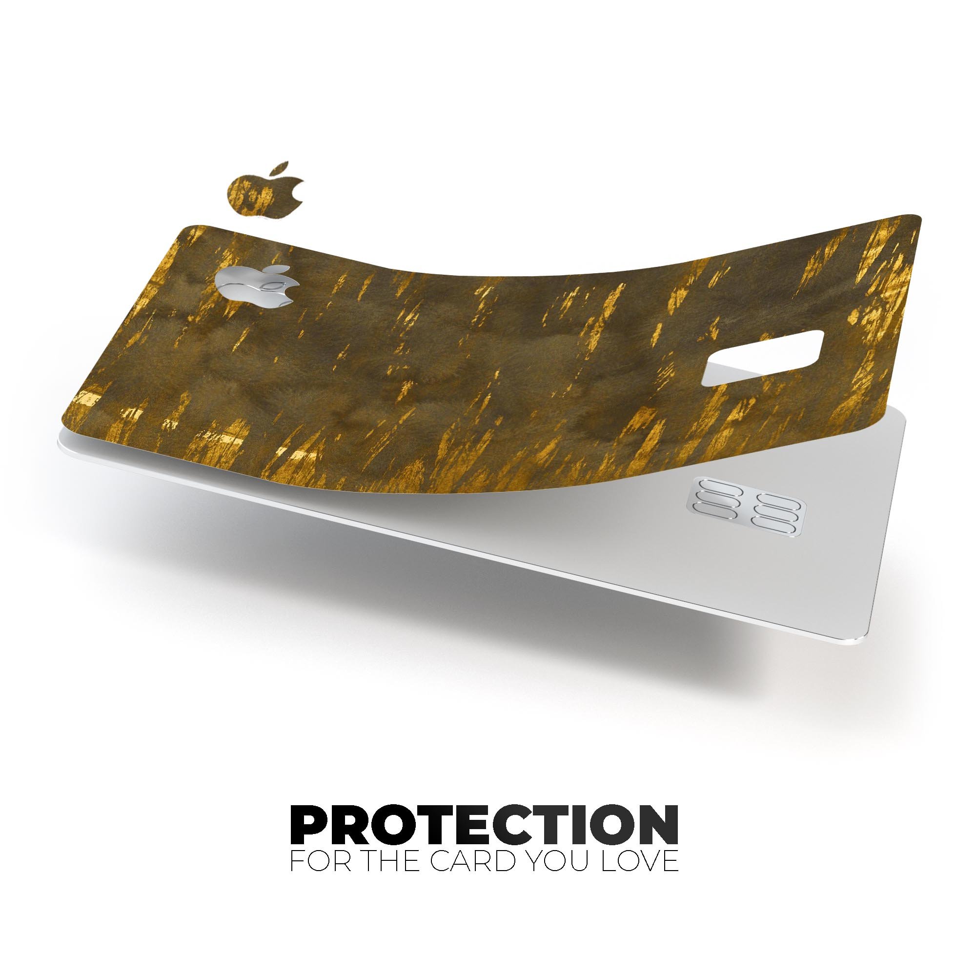 Premium Protective Decal Skin-Kit for Apple Card featuring a golden field design, showcasing its durability and stylish finish.