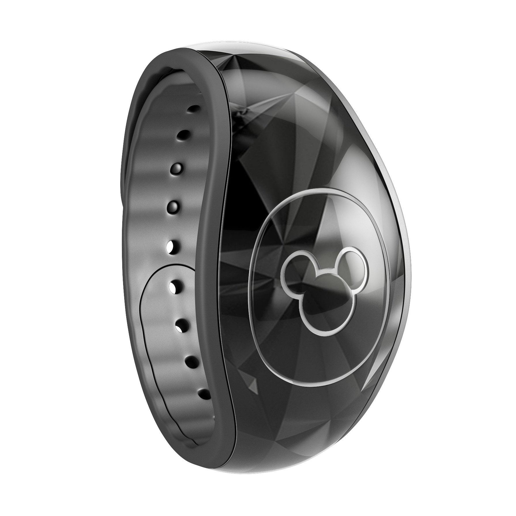 Black 3D diamond surface decal skin wrap kit for Disney Magic Band, showcasing its stylish design and high-quality finish.