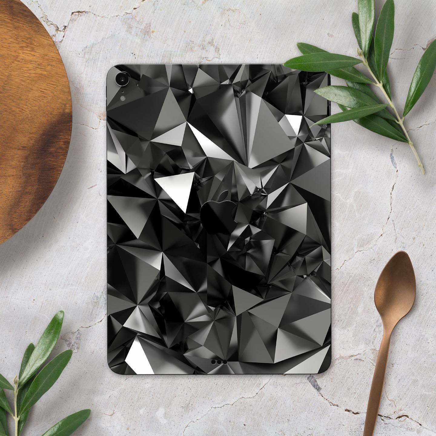 Black 3D Diamond Surface skin decal for Apple iPad Pro, showcasing its sleek design and premium finish.