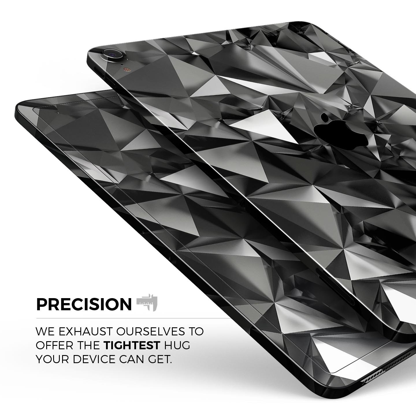 Black 3D Diamond Surface skin decal for Apple iPad Pro, showcasing its sleek design and premium finish.