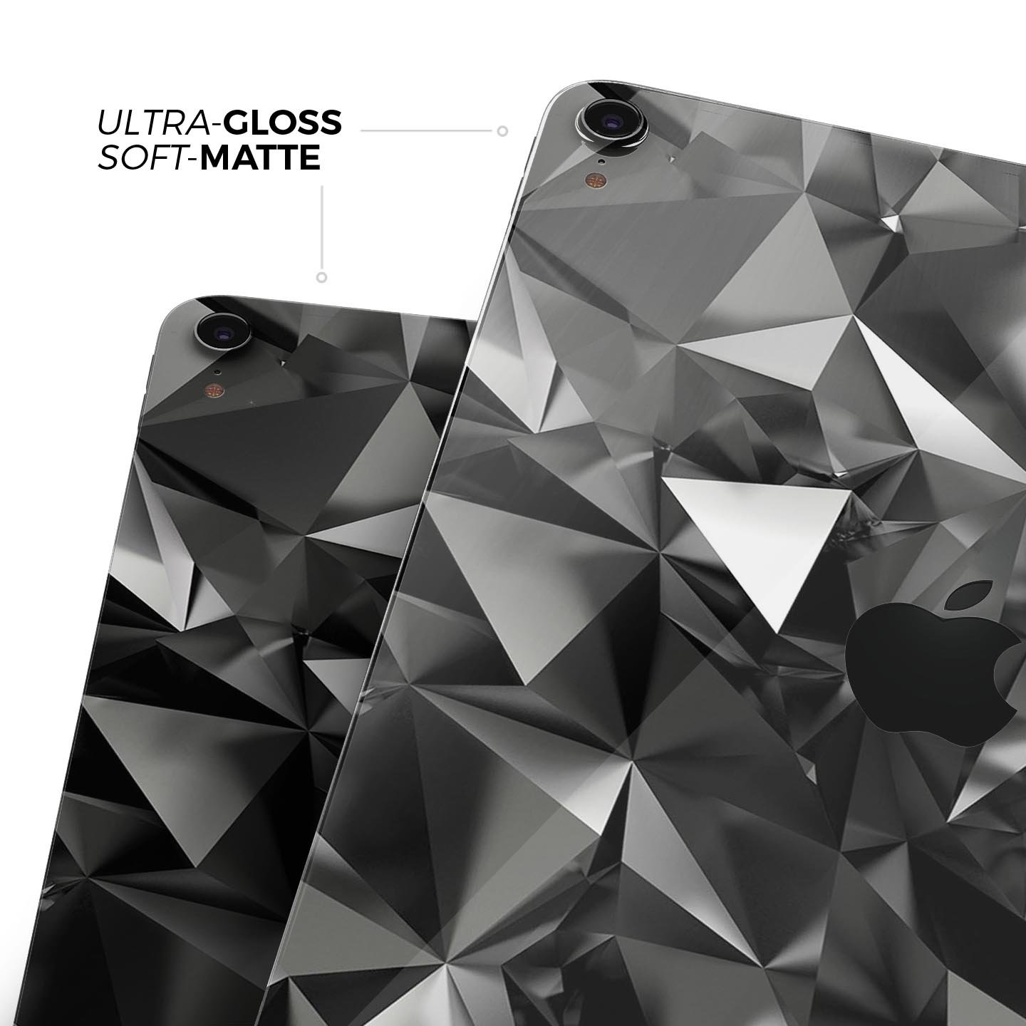 Black 3D Diamond Surface skin decal for Apple iPad Pro, showcasing its sleek design and premium finish.