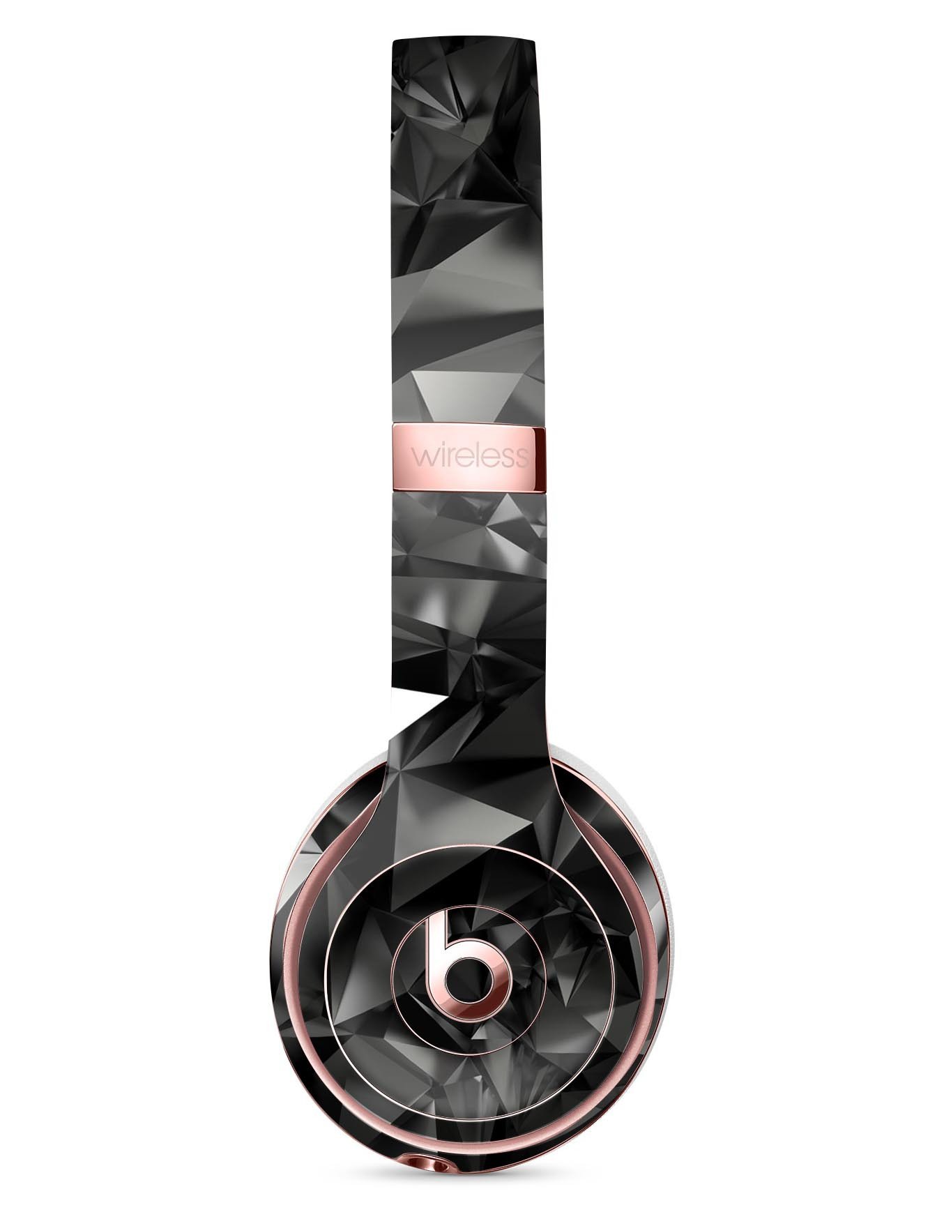 Black 3D Diamond Surface Full-Body Skin Kit for Beats by Dre Solo 3 Wireless Headphones, showcasing a stylish design and premium vinyl material.